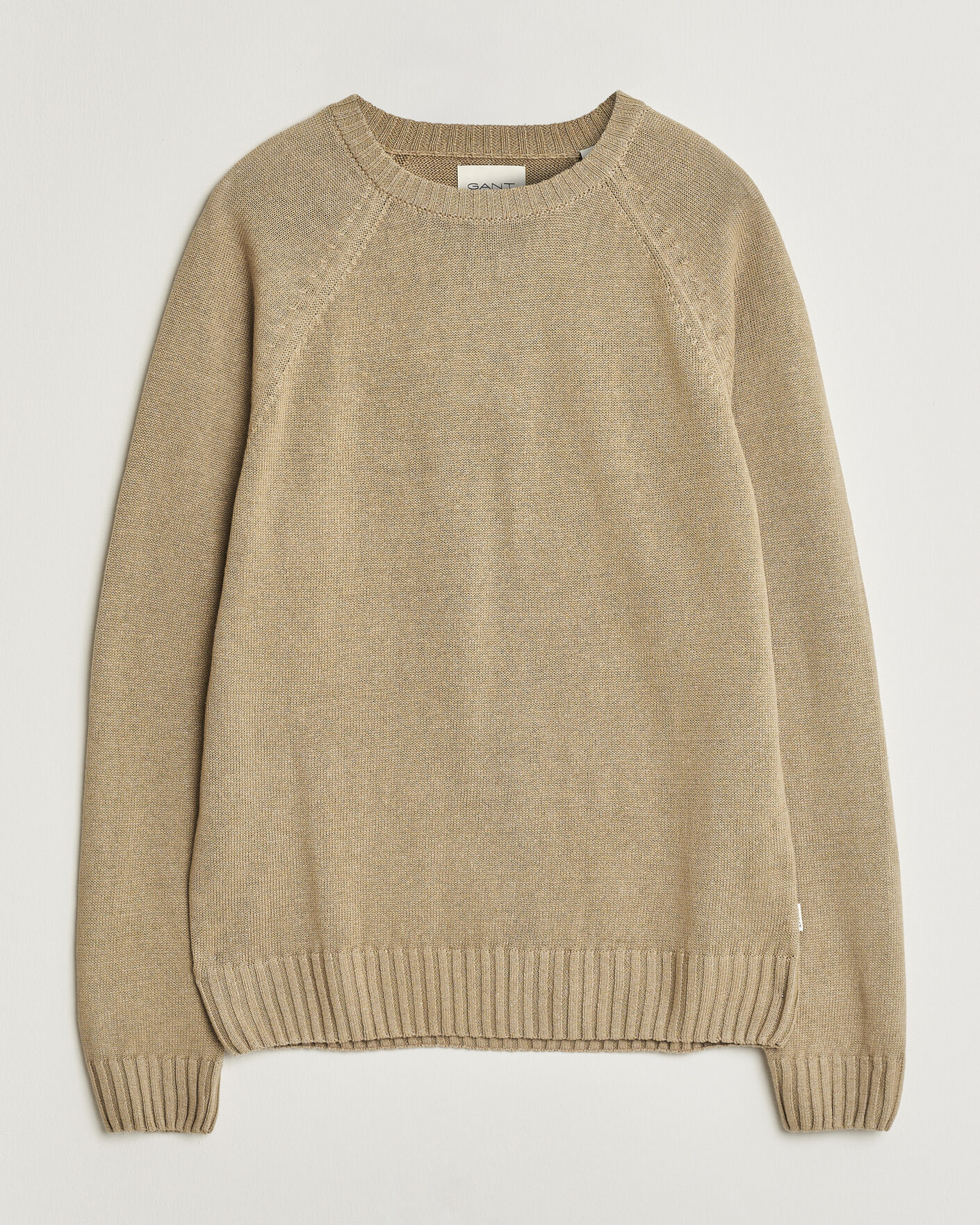 Uomini | Maglieria | GANT | Linen/Cotton Crew Neck Sweater Dark Khaki