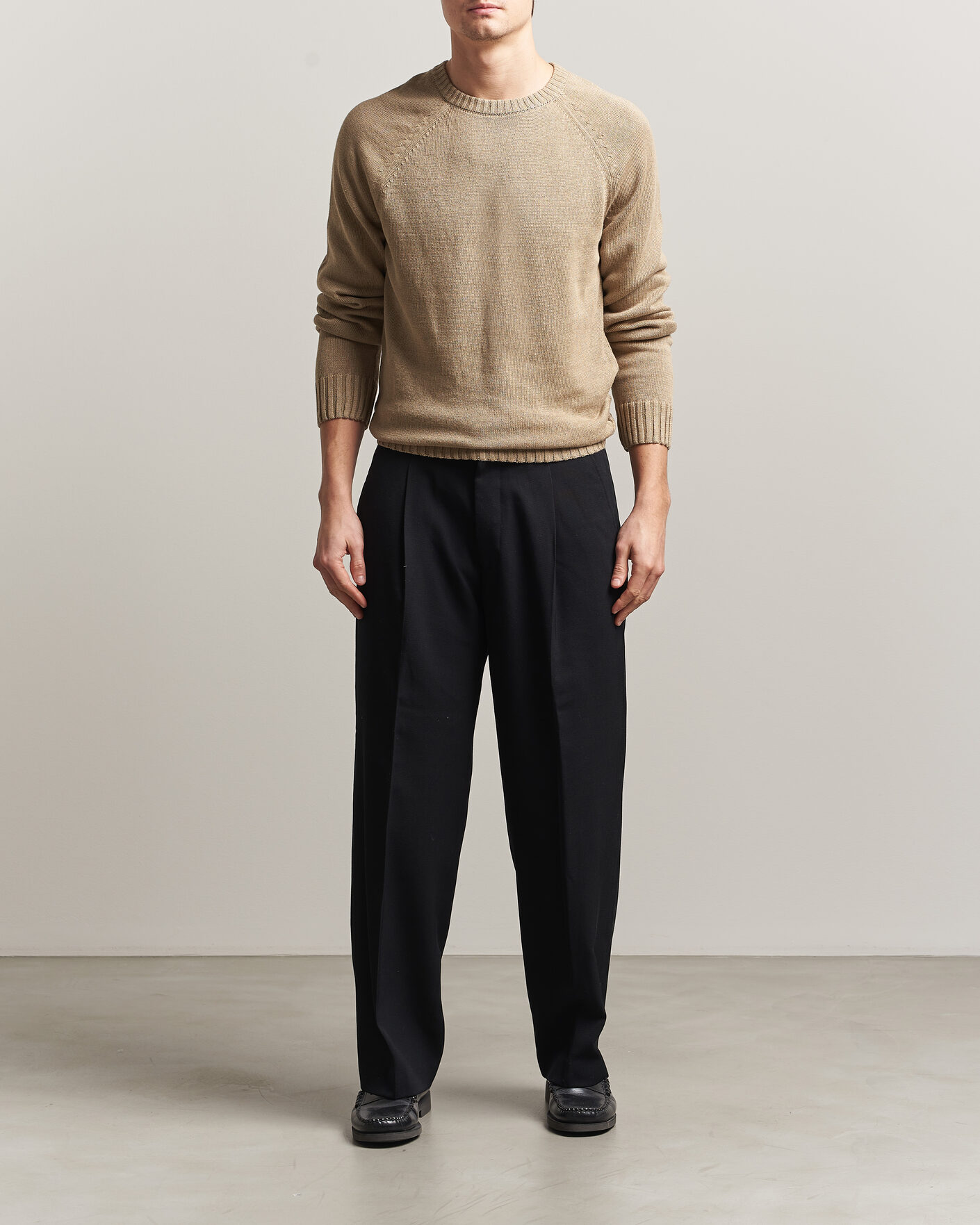Uomini | Maglieria | GANT | Linen/Cotton Crew Neck Sweater Dark Khaki