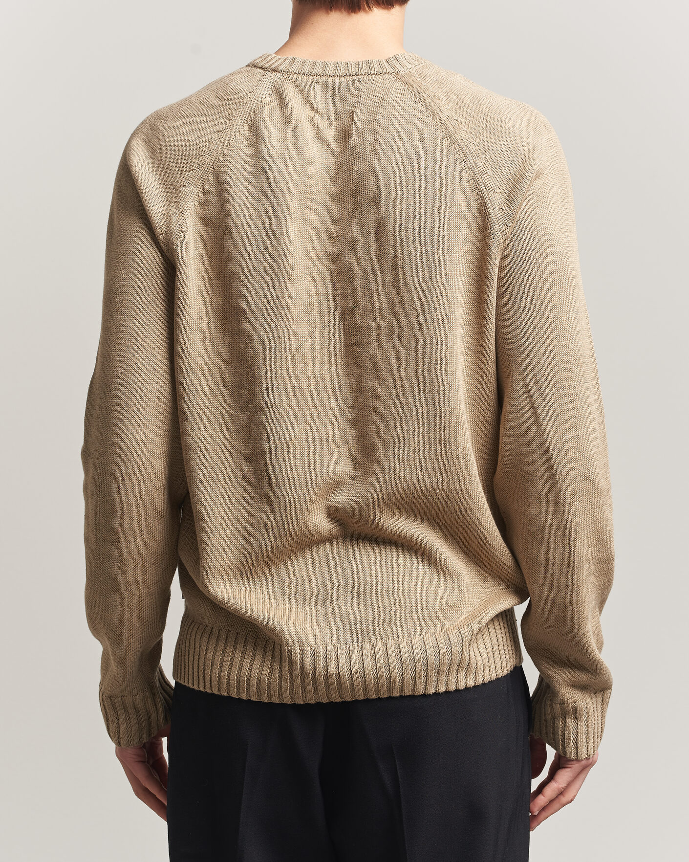 Uomini | Maglieria | GANT | Linen/Cotton Crew Neck Sweater Dark Khaki