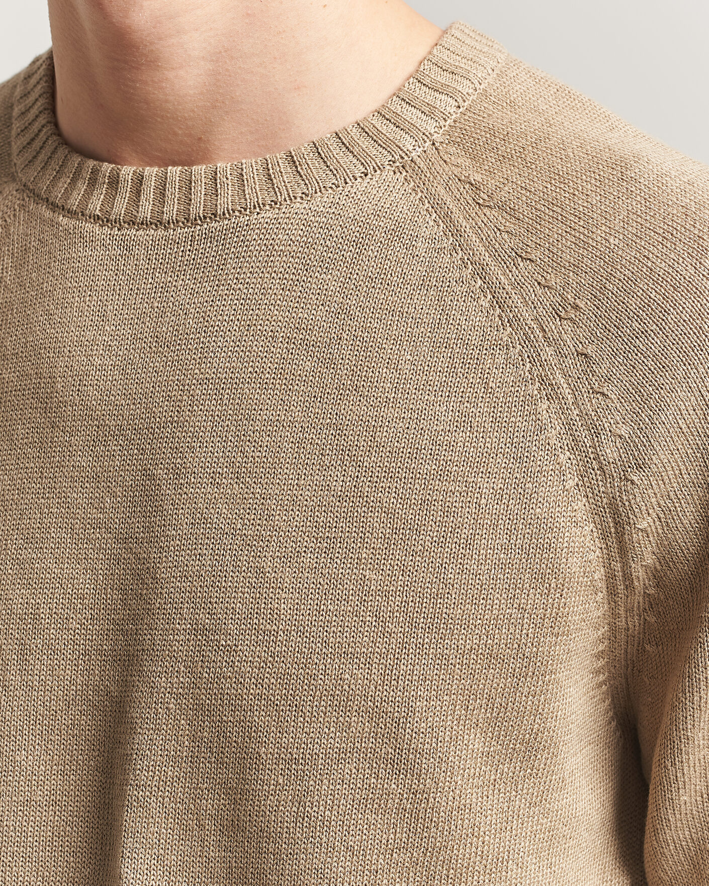 Uomini | Maglieria | GANT | Linen/Cotton Crew Neck Sweater Dark Khaki