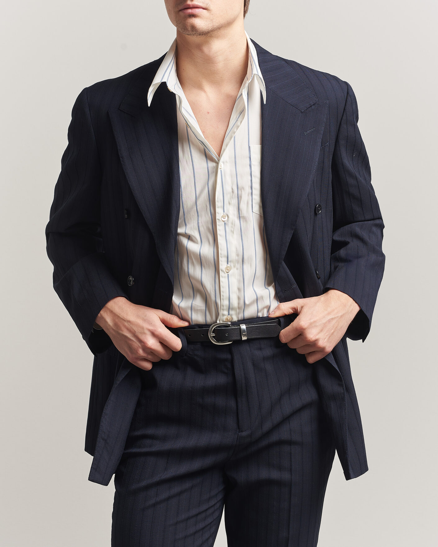 Uomini | Blazers | GANT | Tonal Pinstriped Suit Blazer Evening Blue