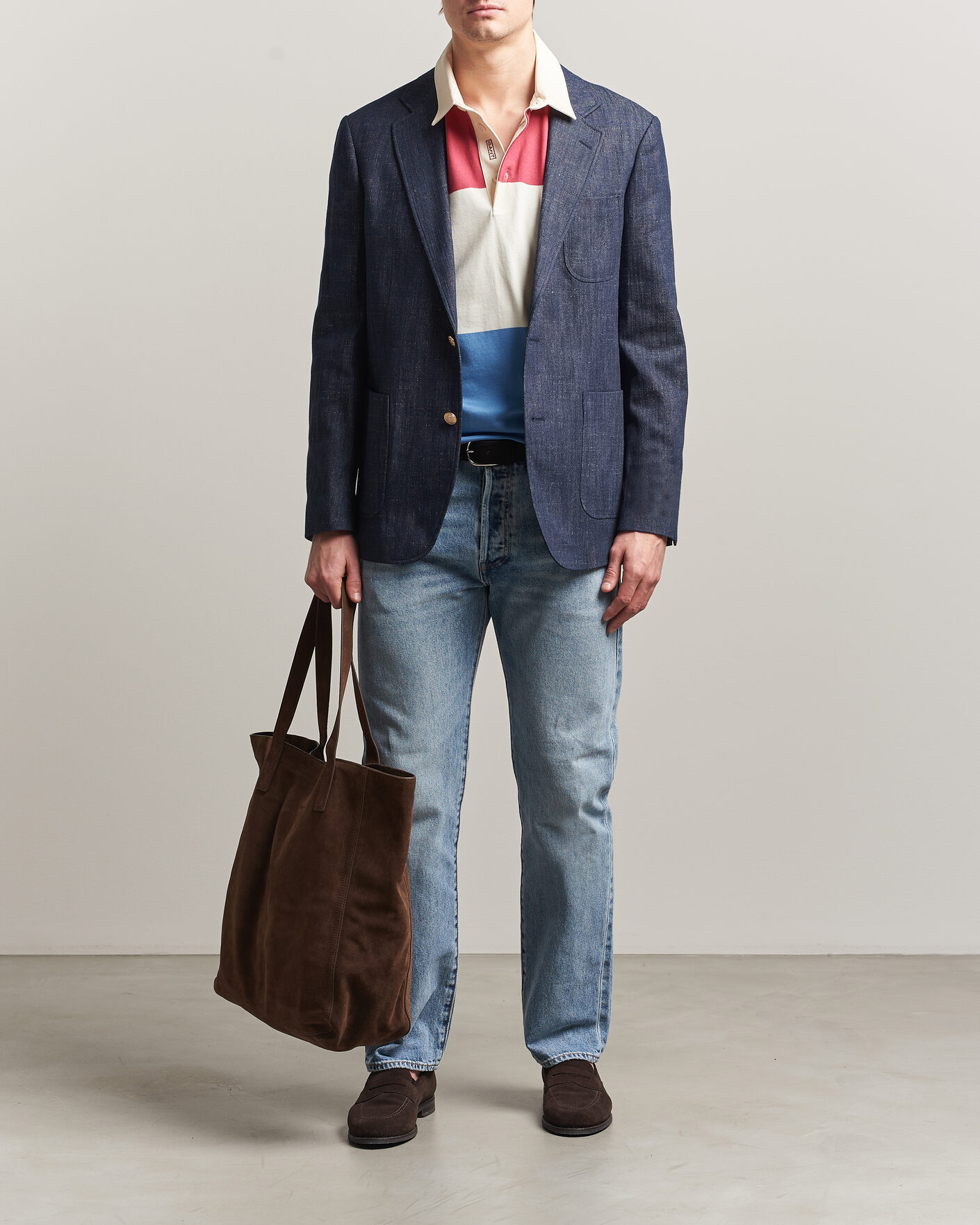 Uomini | Blazers | GANT | Cotton Indigo Club Blazer Dark Blue Raw