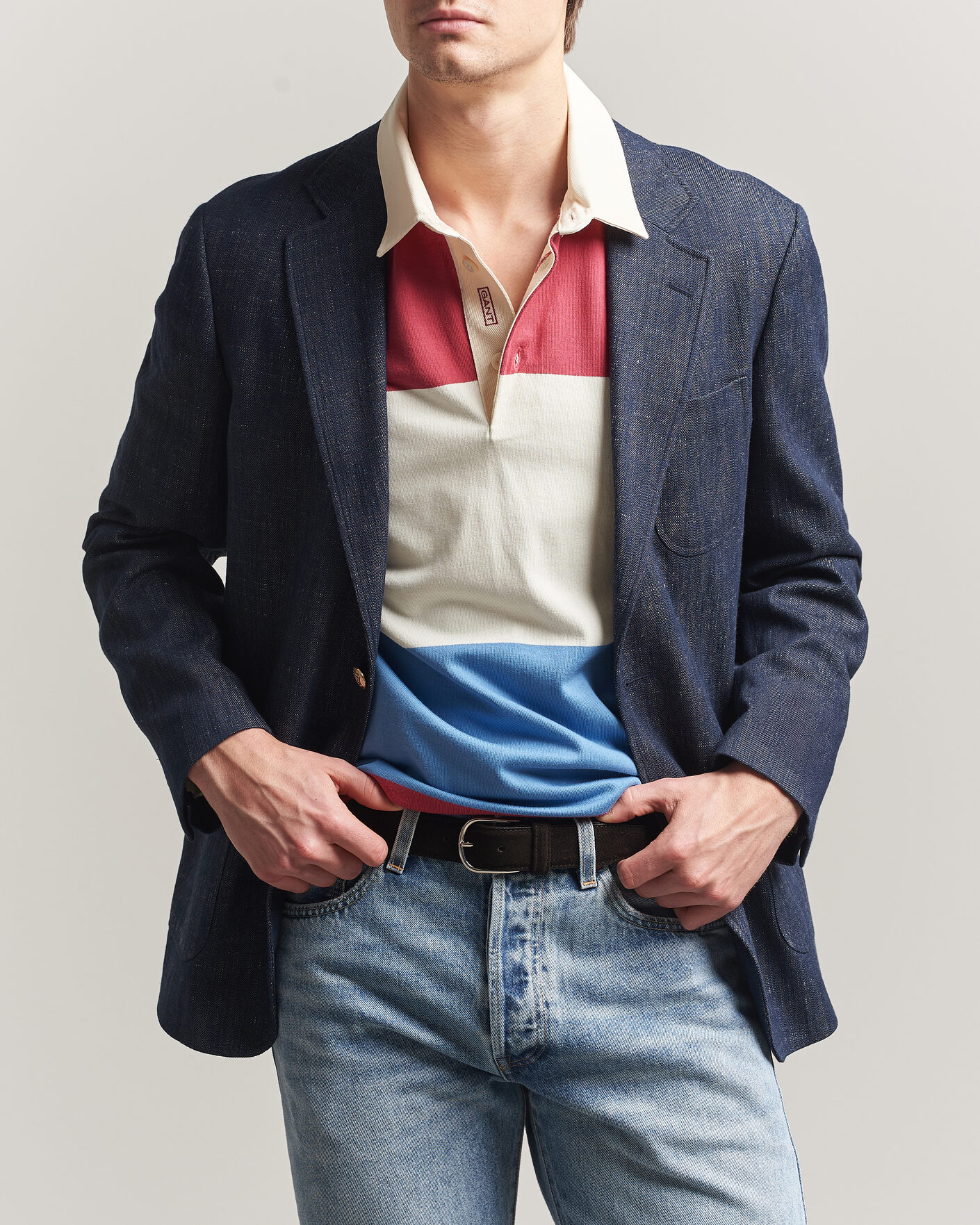 Uomini | Blazers | Gant | Cotton Indigo Club Blazer Dark Blue Raw