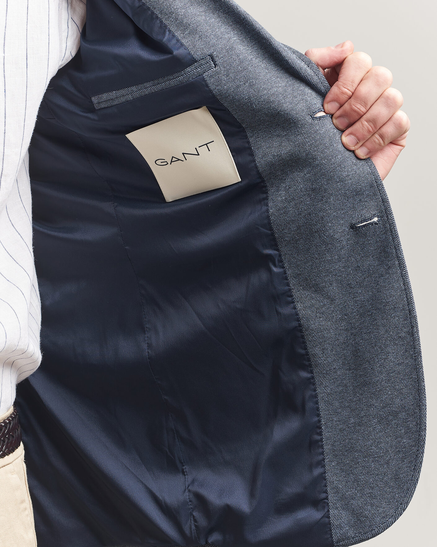 Uomini | Blazers | Gant | Two Tone Jersey Pique Blazer Salty Sea