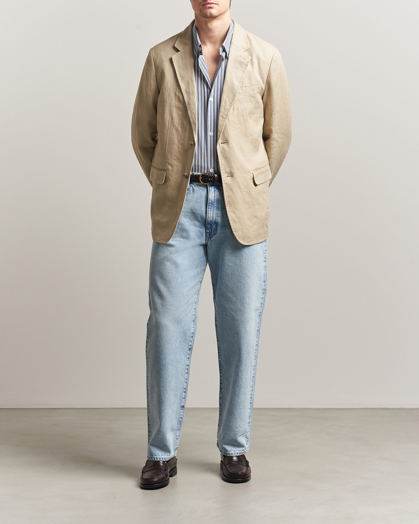 Uomini | Blazers | Gant | Garment Dyed Linen Blazer Oat Beige