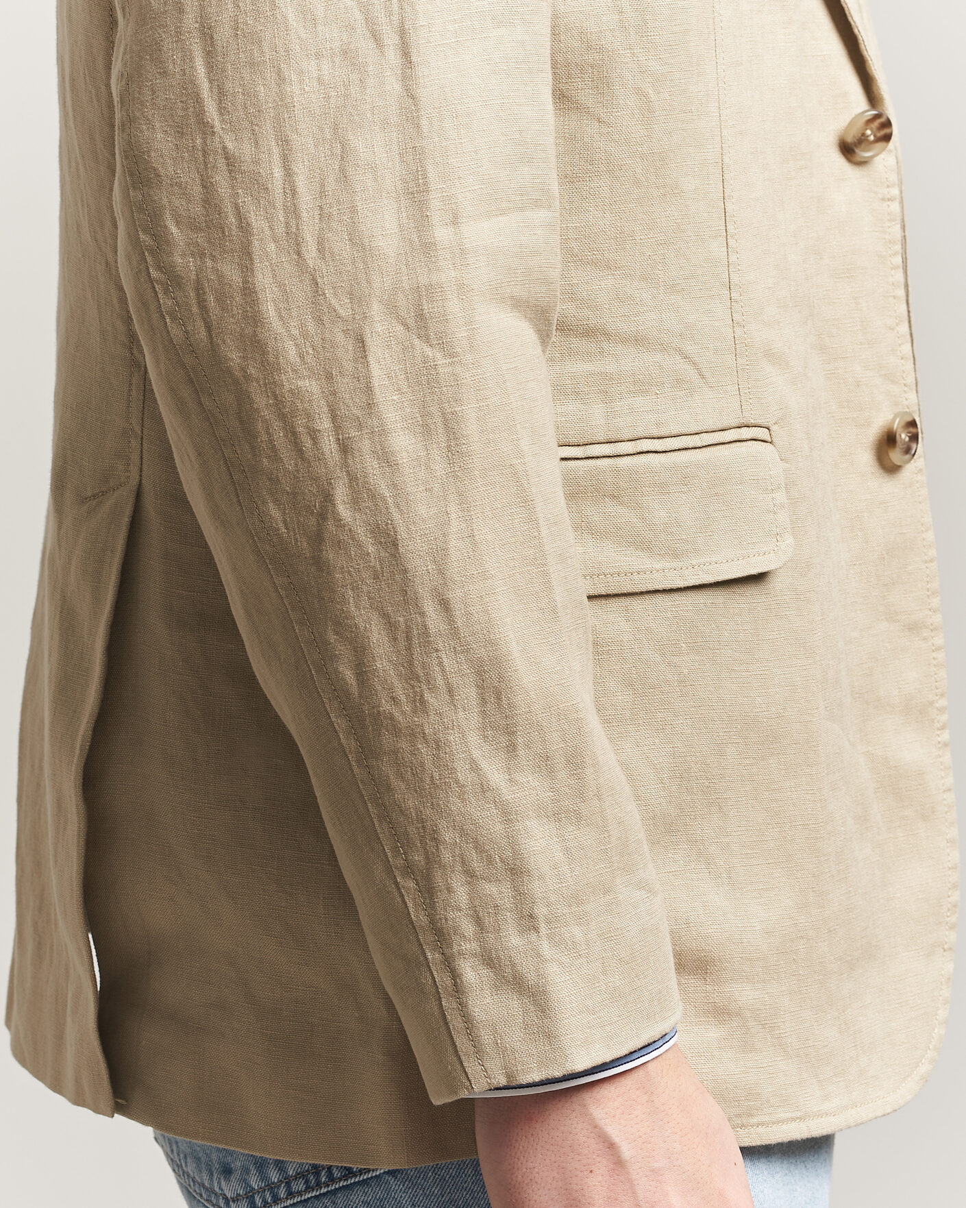 Uomini | Blazers | Gant | Garment Dyed Linen Blazer Oat Beige
