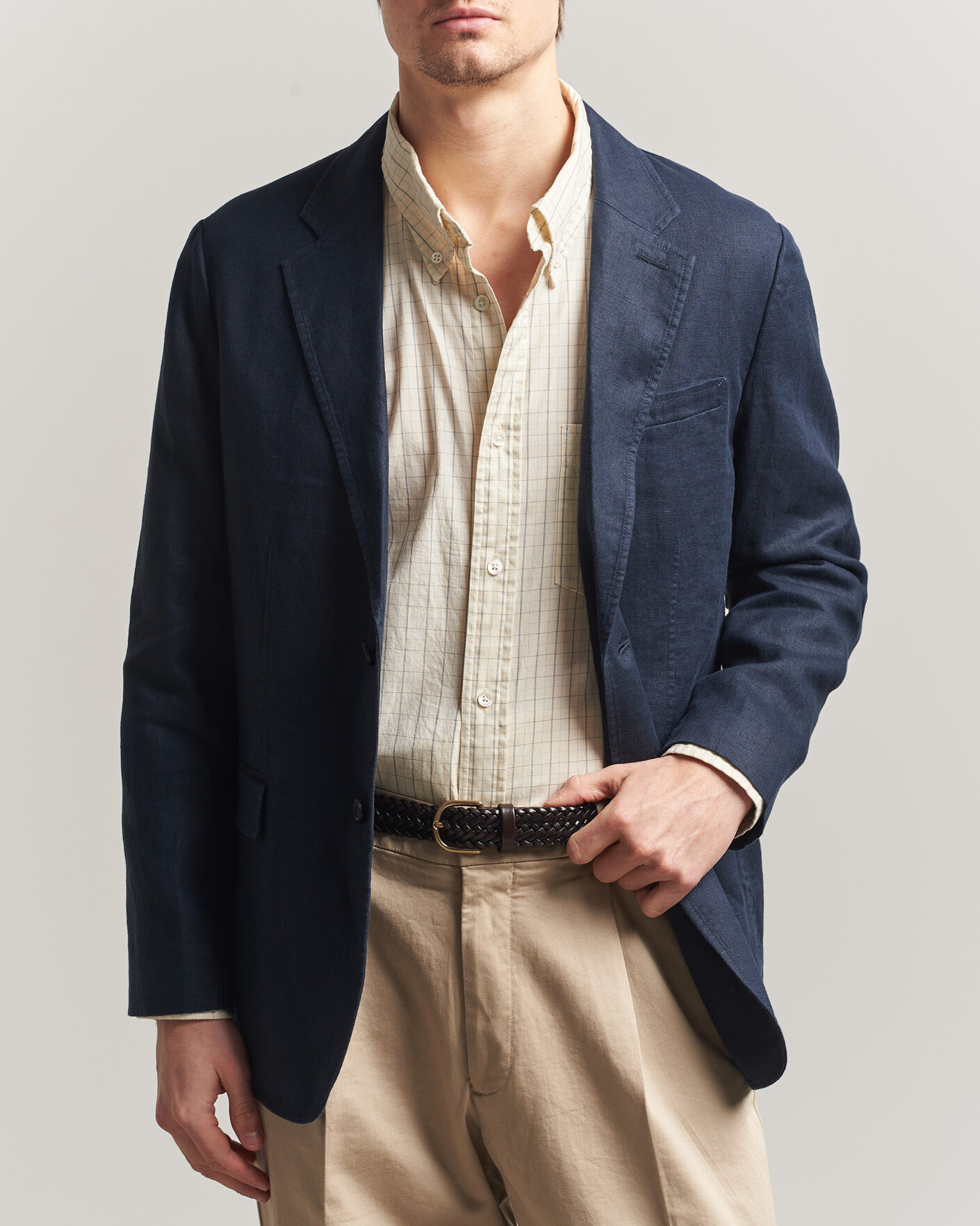 Uomini | Blazers | GANT | Garment Dyed Linen Blazer Evening Blue