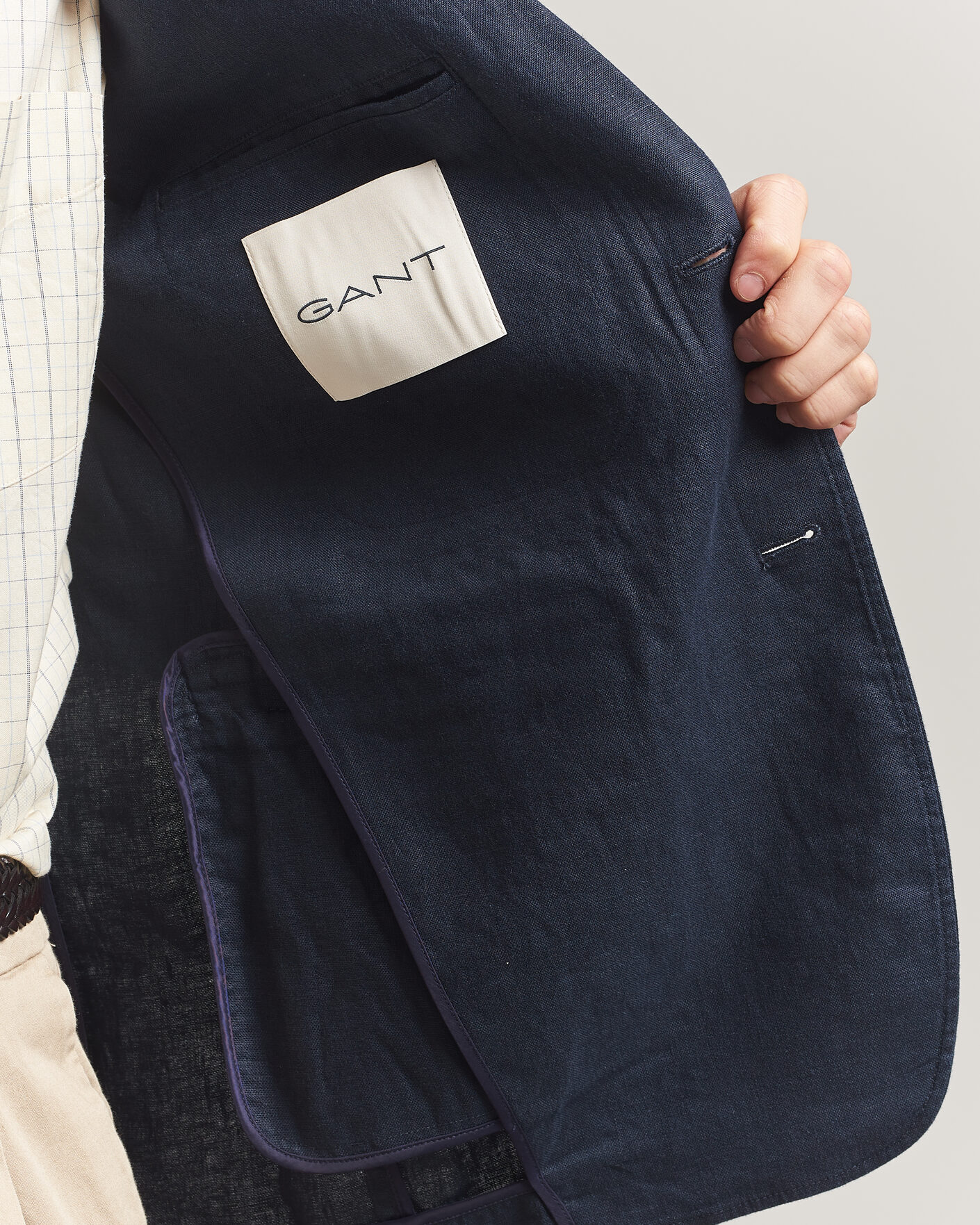 Uomini | Blazers | Gant | Garment Dyed Linen Blazer Evening Blue