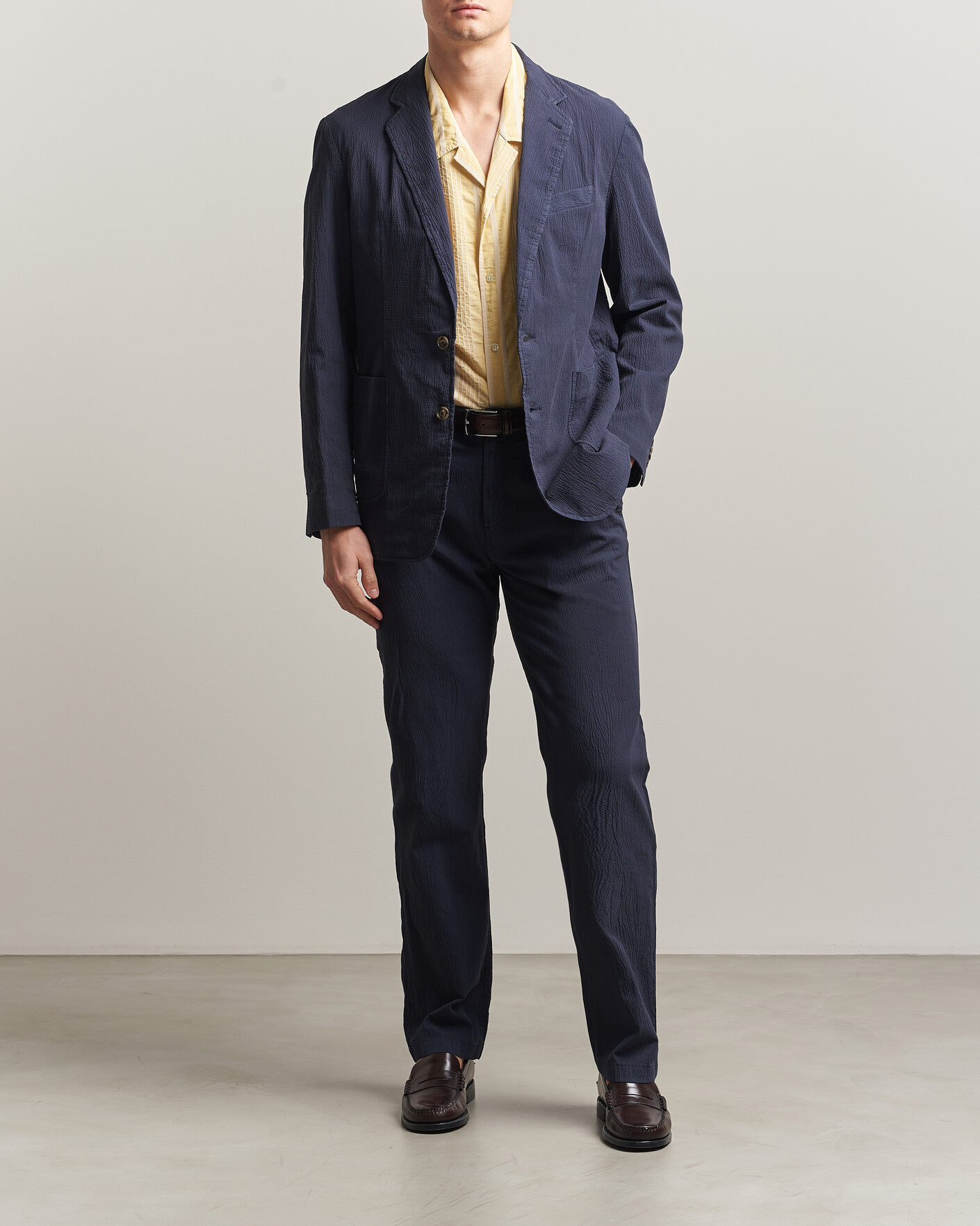 Uomini | Blazers | Gant | Garment Dyed Seersucker Blazer Evening Blue