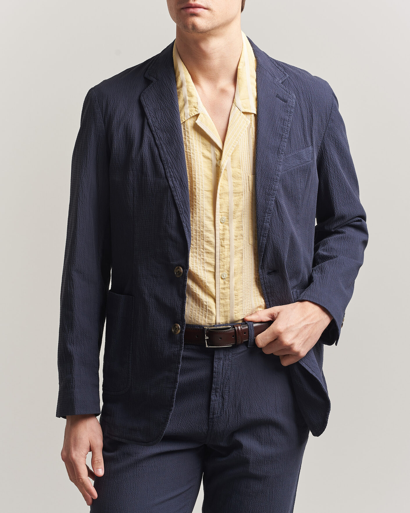 Uomini | Blazers | Gant | Garment Dyed Seersucker Blazer Evening Blue
