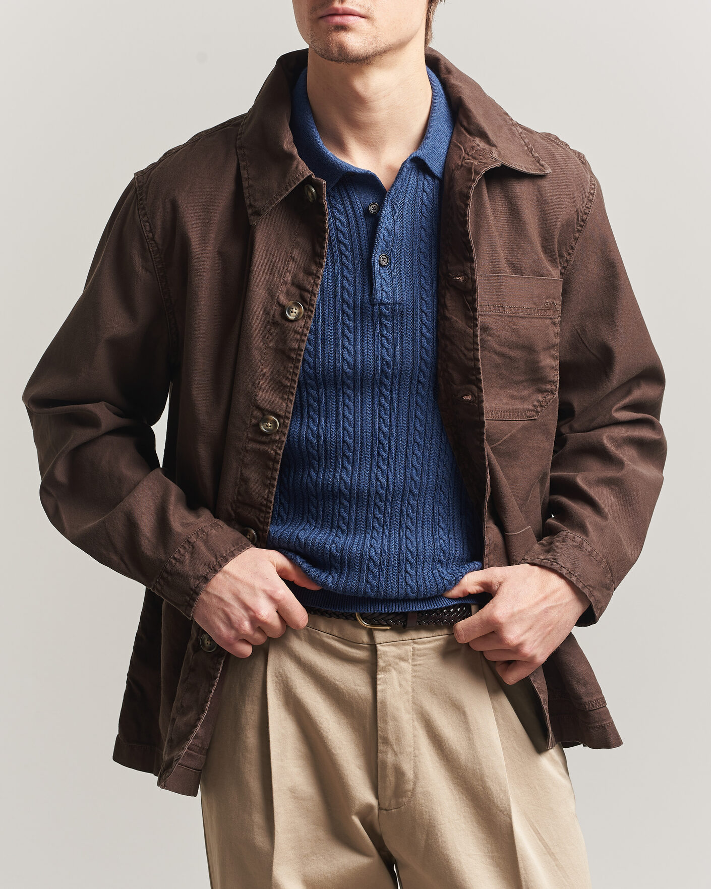 Uomini | Camicie | GANT | Regular Fit Cotton/Linen Overshirt Rich Brown