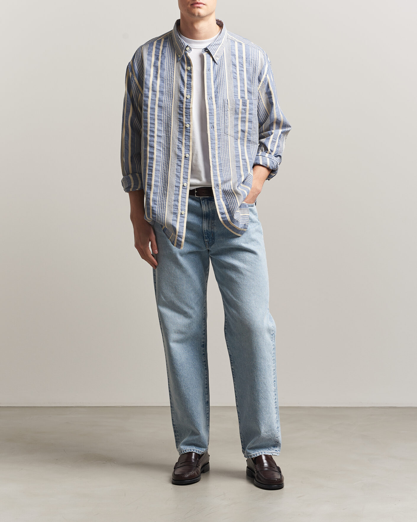 Uomini | Camicie | Gant | Relaxed Fit Seersucker Striped Shirt Vintage Blue