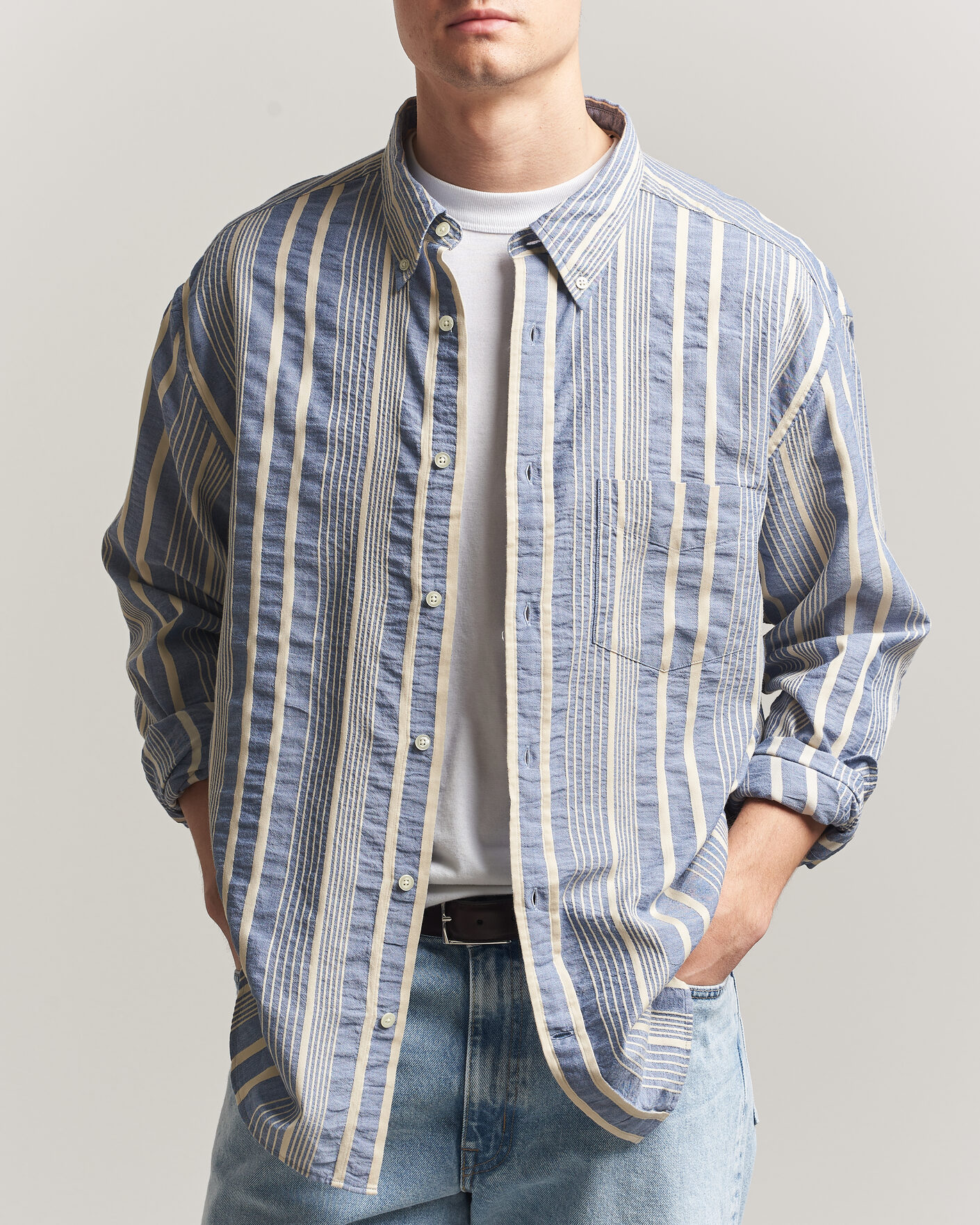 Uomini | Camicie | Gant | Relaxed Fit Seersucker Striped Shirt Vintage Blue