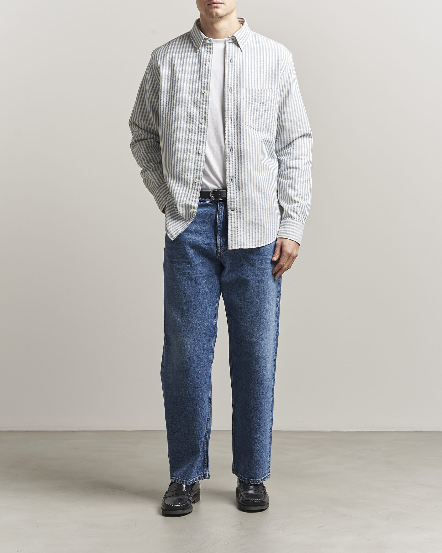 Uomini | Camicie | GANT | Regular Fit Textured Striped Shirt Vintage Blue