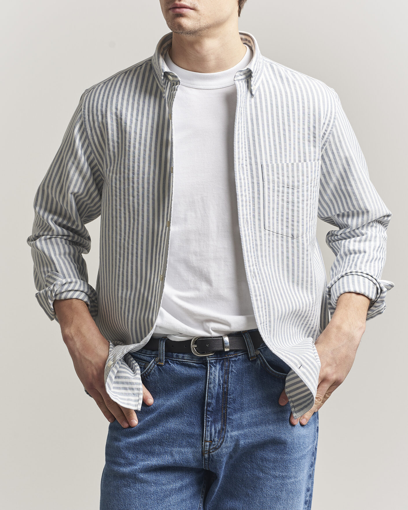 Uomini | Camicie | Gant | Regular Fit Textured Striped Shirt Vintage Blue
