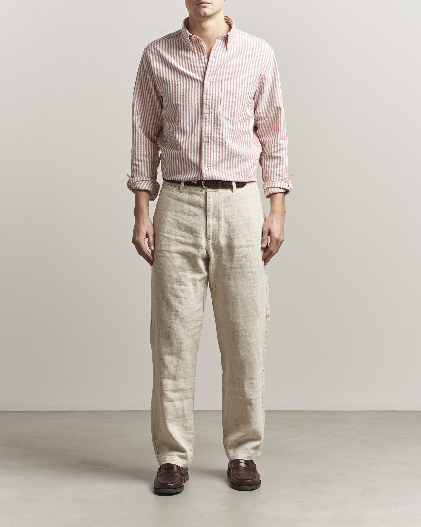 Uomini | Camicie | GANT | Regular Fit Textured Striped Shirt Rose Red