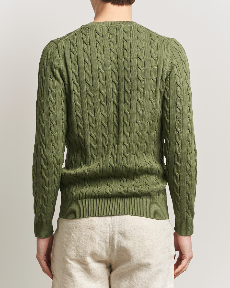 Uomini | Maglieria | GANT | Cotton Cable Crew Neck Pullover Dry Herb Green