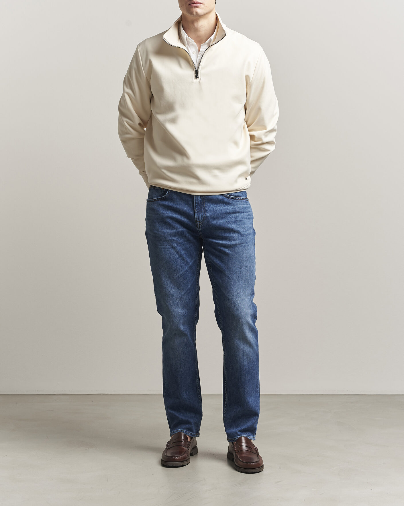 Uomini | Maglieria | Gant | Interlock Half Zip Creamed White