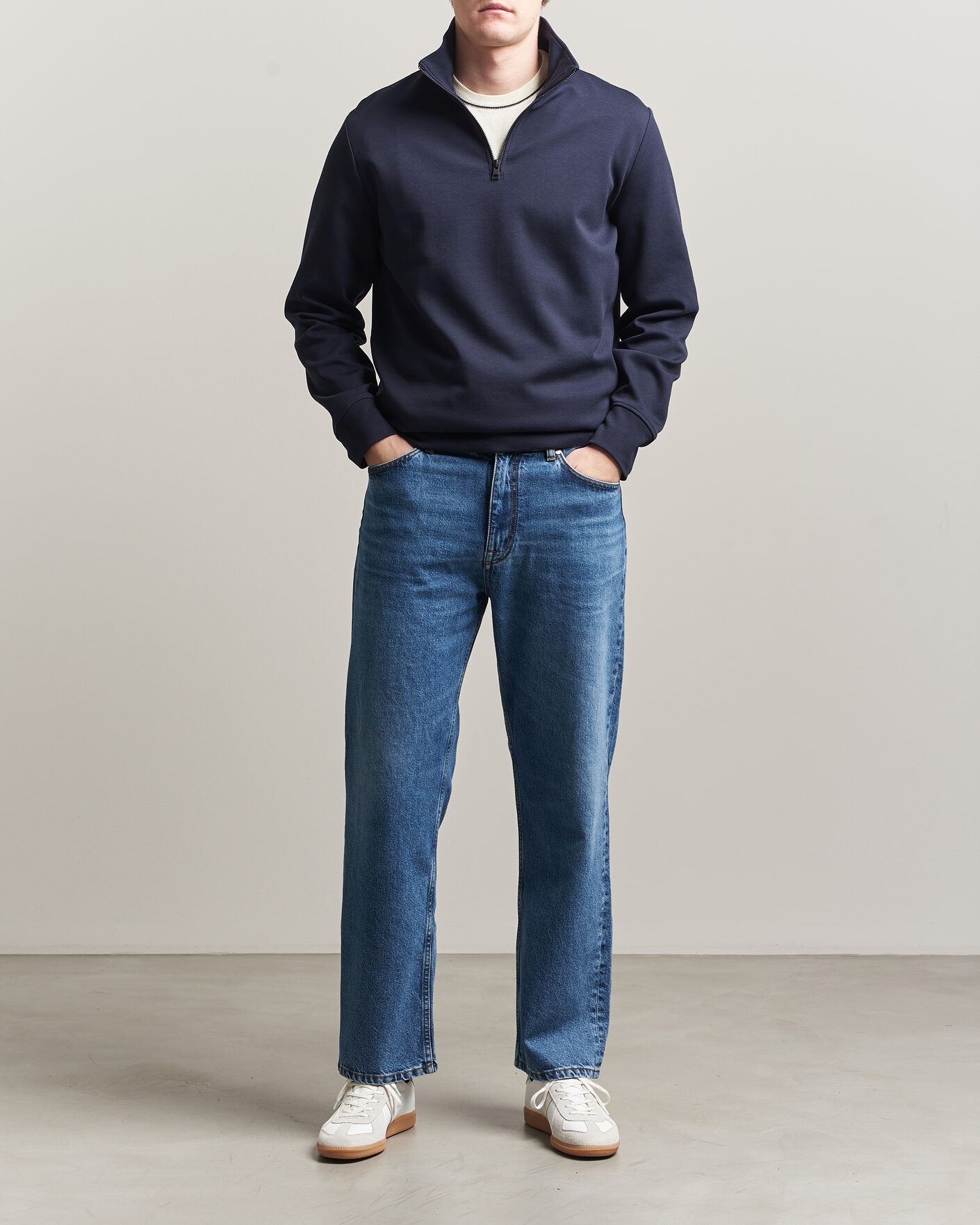 Uomini | Maglieria | Gant | Interlock Half Zip Evening Blue
