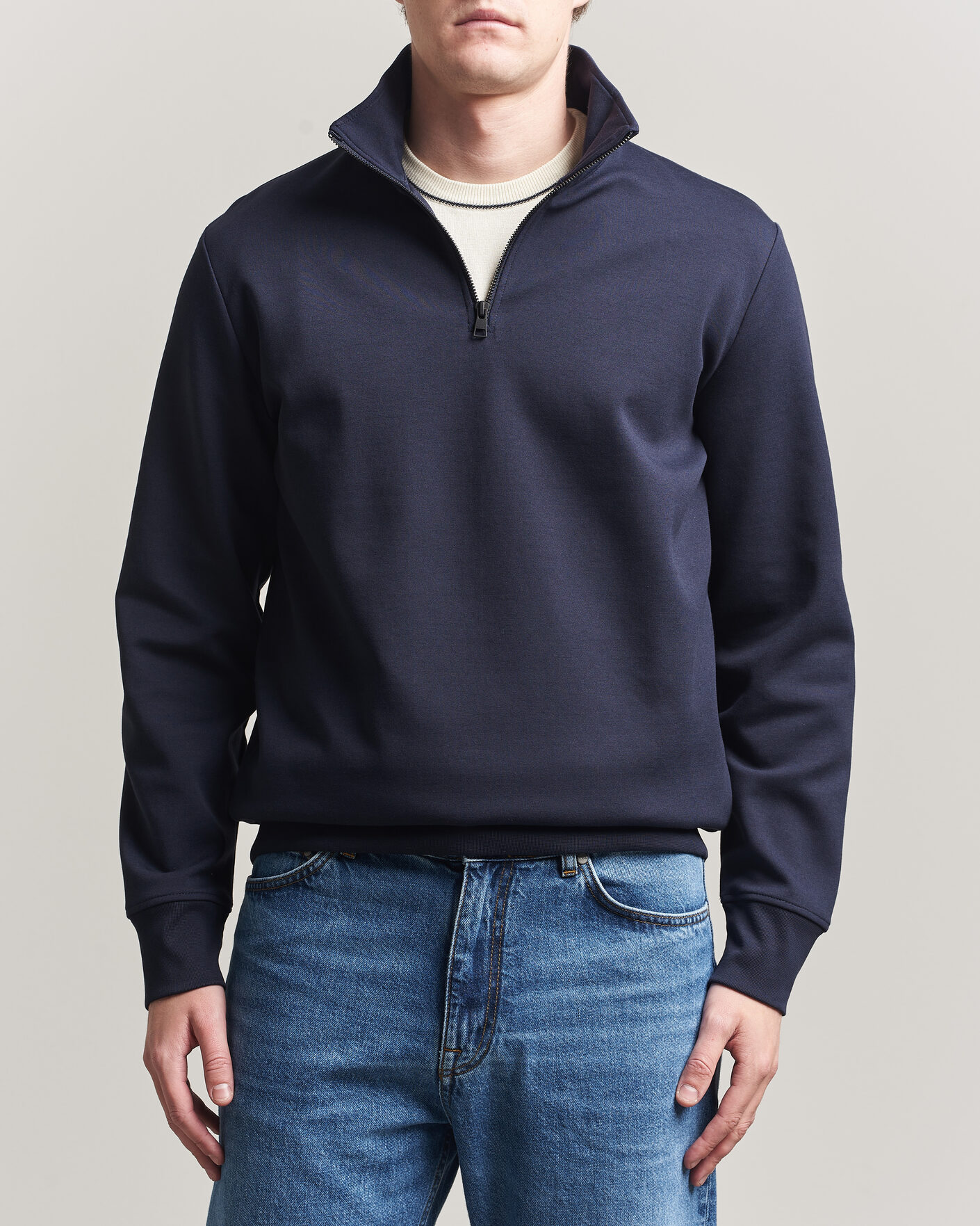 Uomini | Maglieria | Gant | Interlock Half Zip Evening Blue