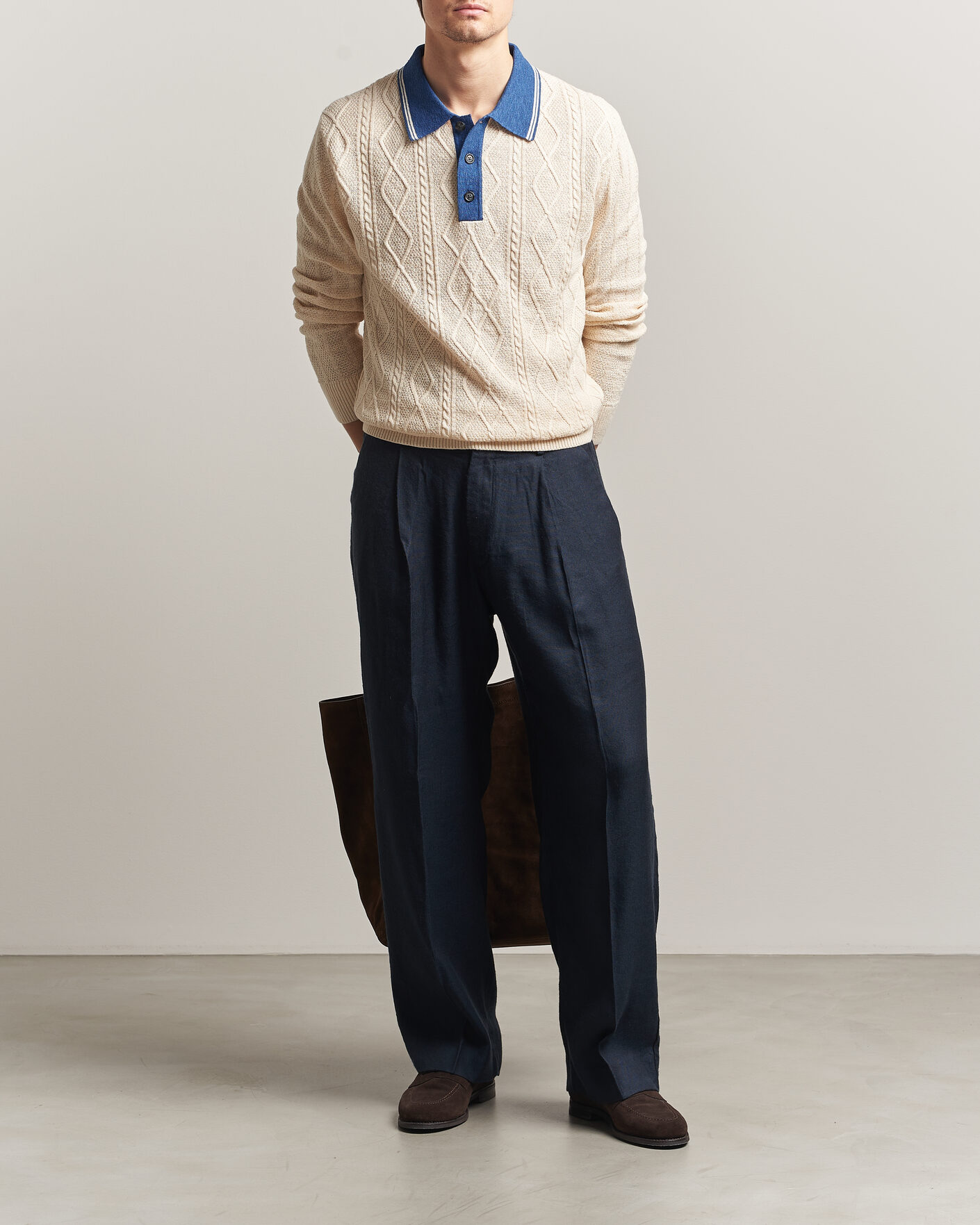 Uomini | Maglieria | Gant | Linen/Cotton Knitted Polo Creamed White