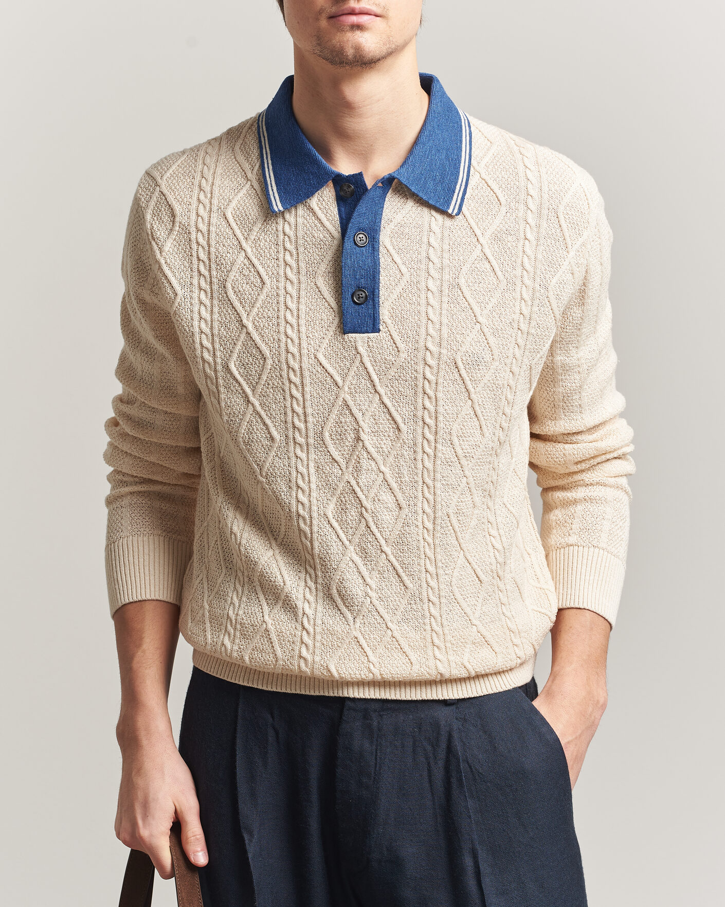 Uomini | Maglieria | Gant | Linen/Cotton Knitted Polo Creamed White