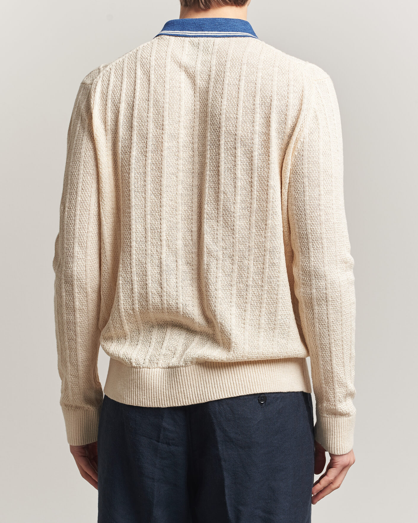 Uomini | Maglieria | GANT | Linen/Cotton Knitted Polo Creamed White