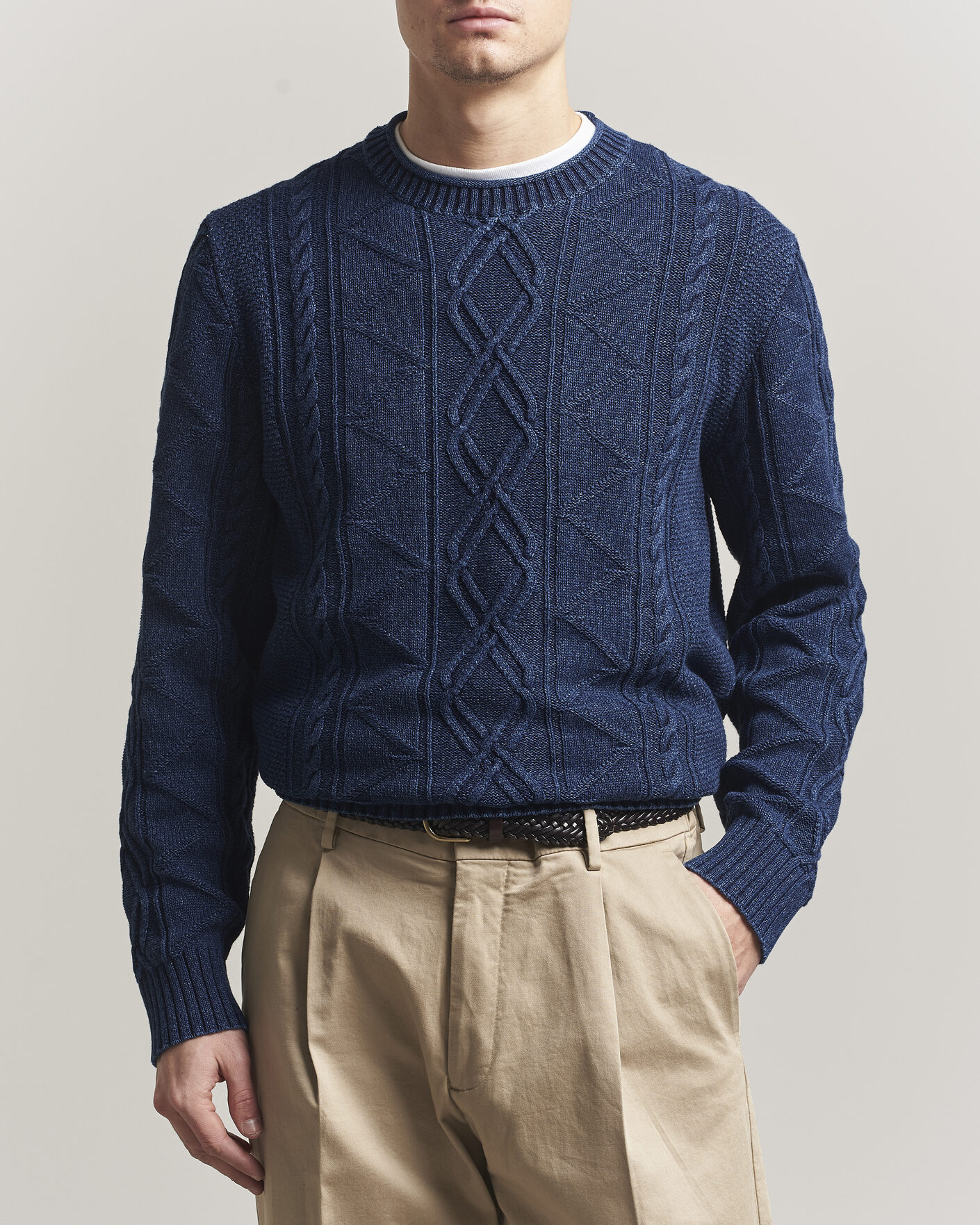 Uomini | Maglieria | Gant | Indigo Aran Knitted Sweater Rich Navy