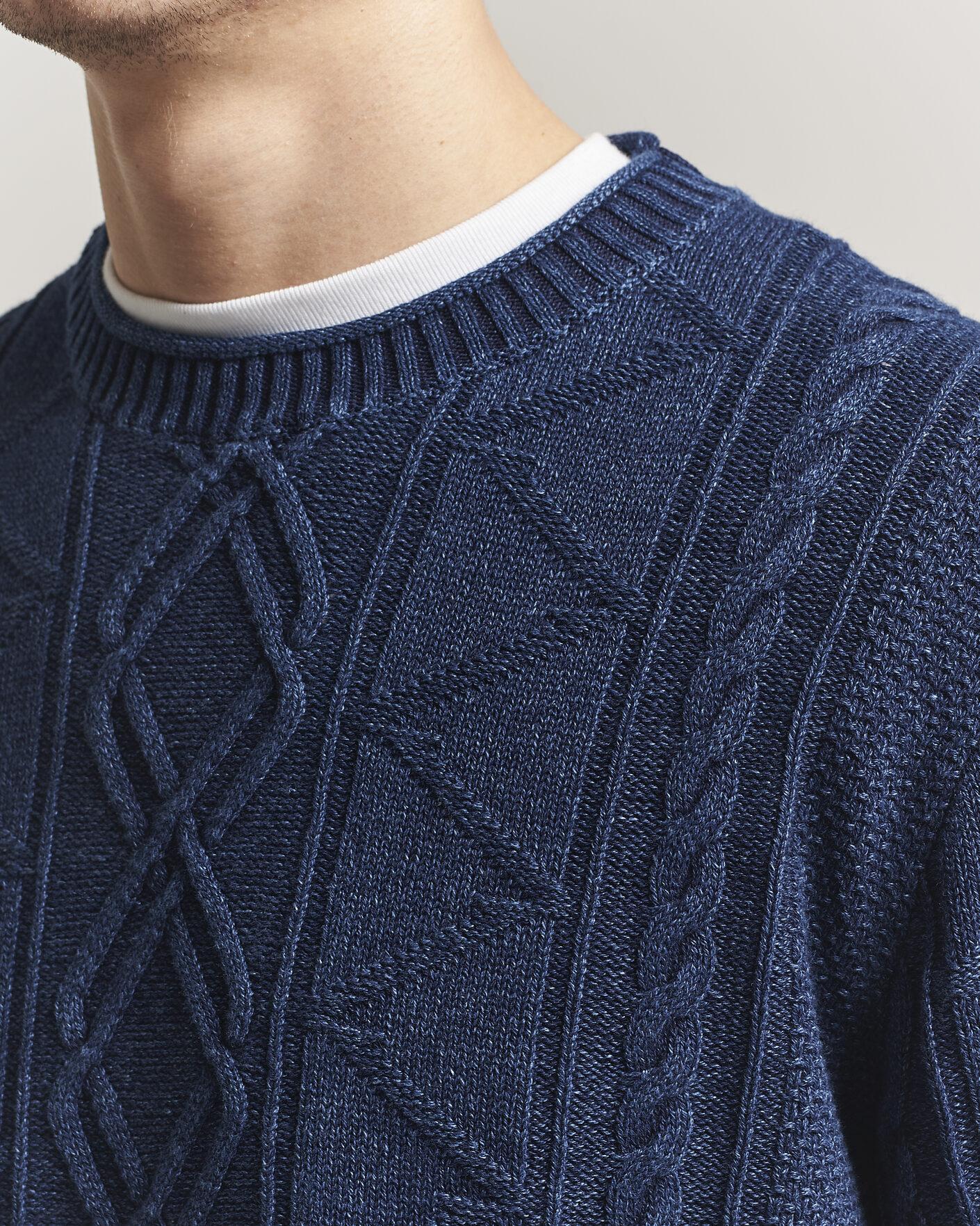 Uomini | Maglieria | Gant | Indigo Aran Knitted Sweater Rich Navy
