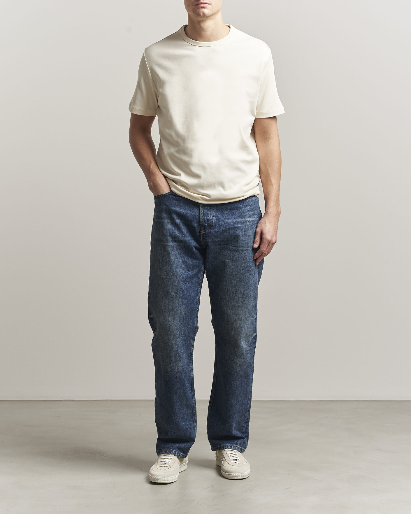 Uomini | T-shirt | GANT | Interlock Crew Neck T-Shirt Creamed White