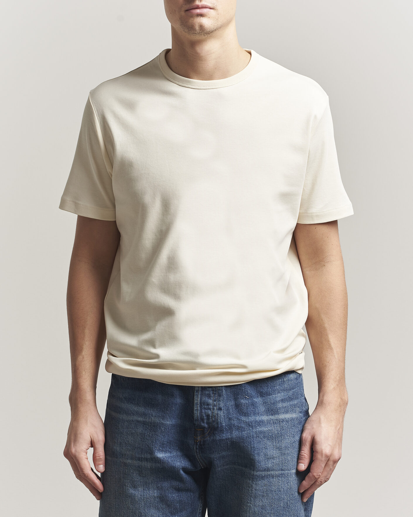 Uomini | T-shirt | Gant | Interlock Crew Neck T-Shirt Creamed White