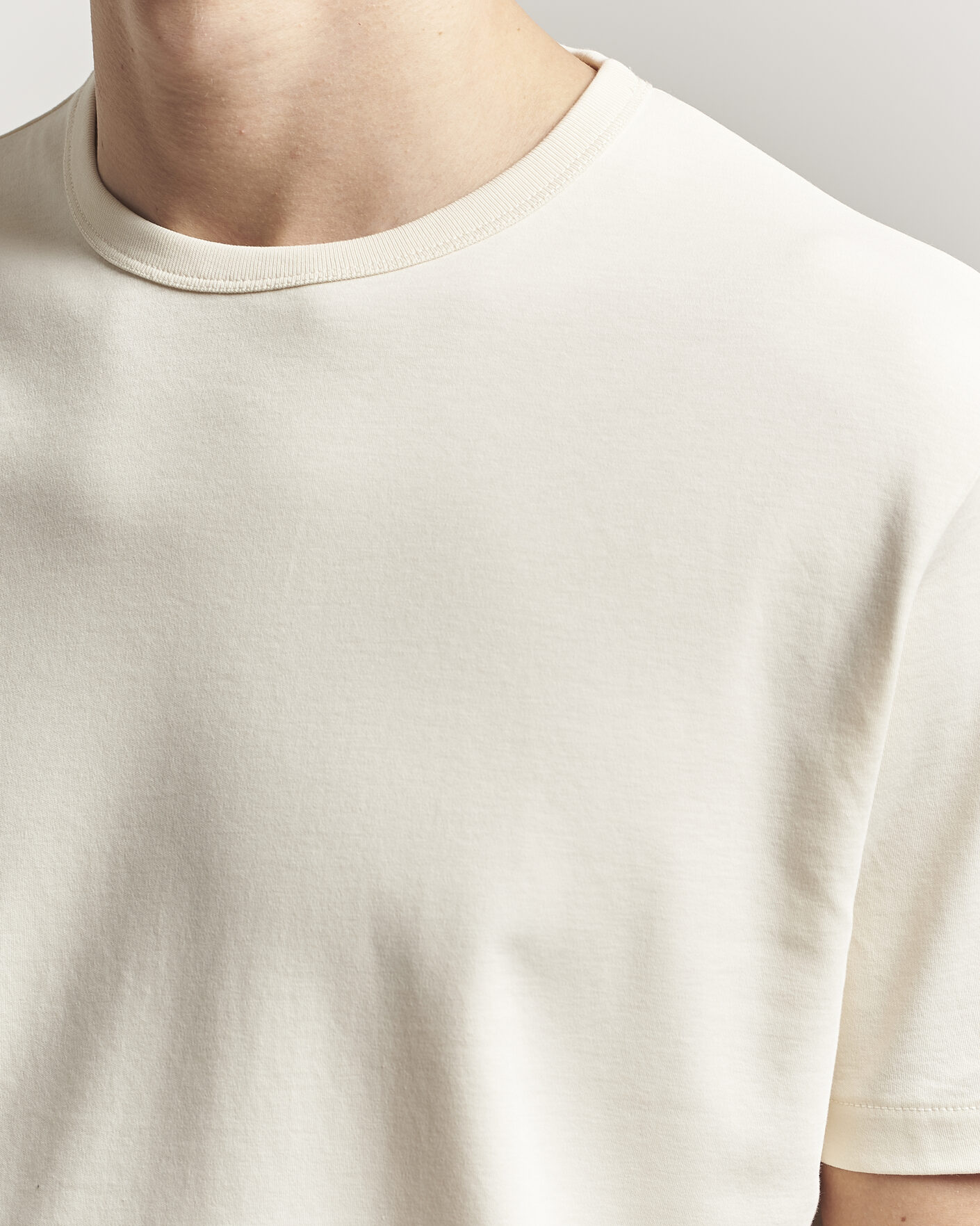 Uomini | T-shirt | GANT | Interlock Crew Neck T-Shirt Creamed White