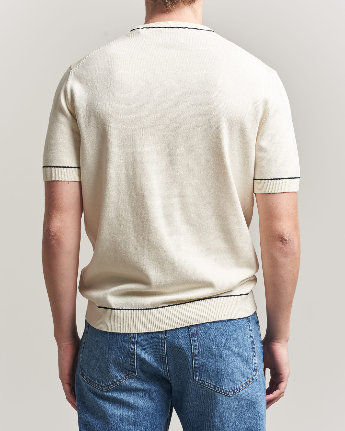 Uomini | T-shirt | GANT | Cotton/Model Knitted T-Shirt Cream