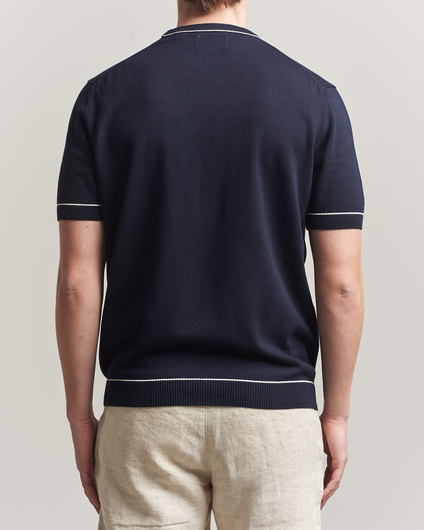 Uomini | T-shirt | GANT | Cotton/Model Knitted T-Shirt Evening Blue