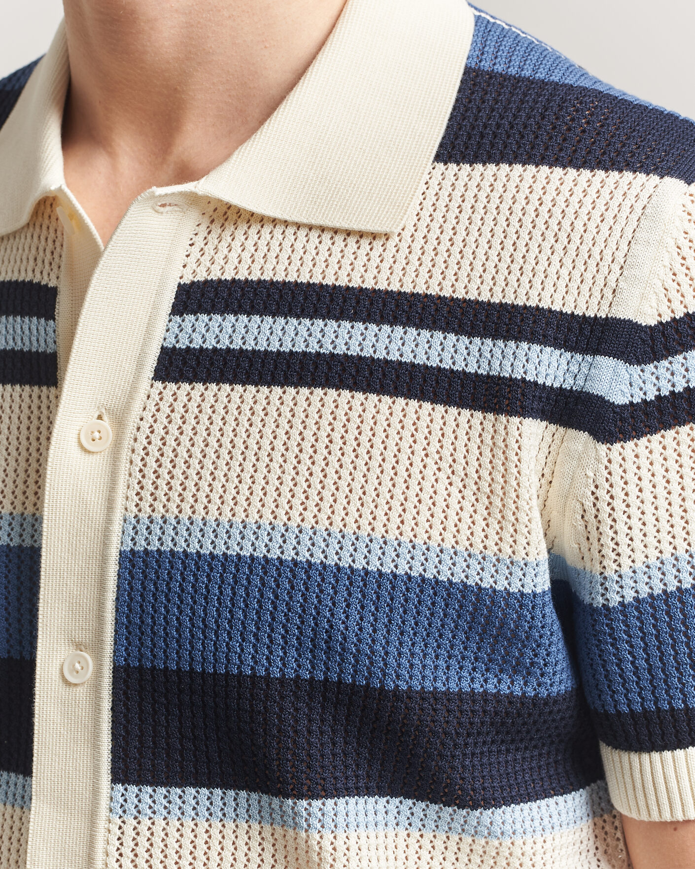 Uomini | Camicie | Gant | Striped Knitted Short Sleeve Shirt Vintage Blue