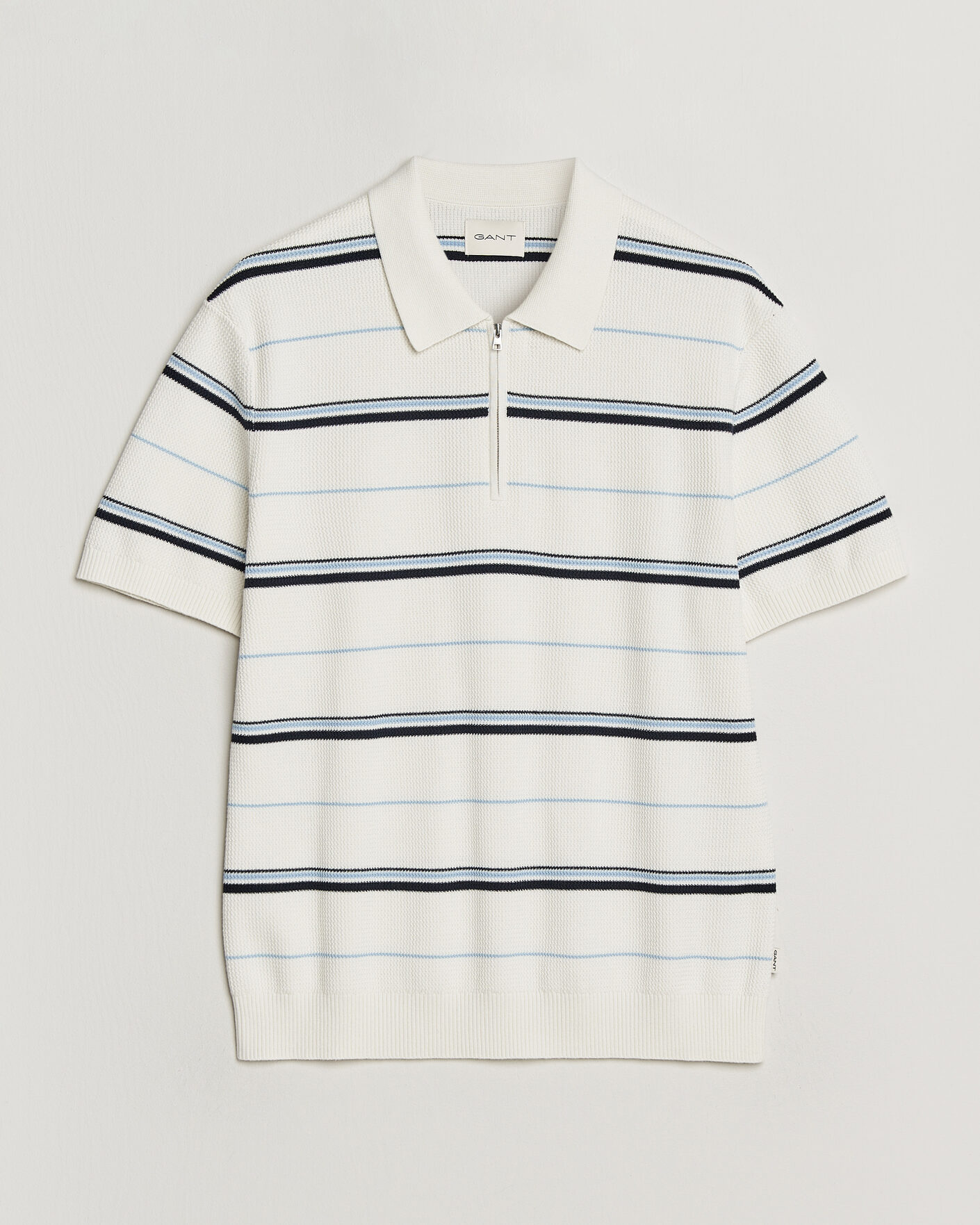 Uomini | Polo | Gant | Striped Knitted Polo Eggshell