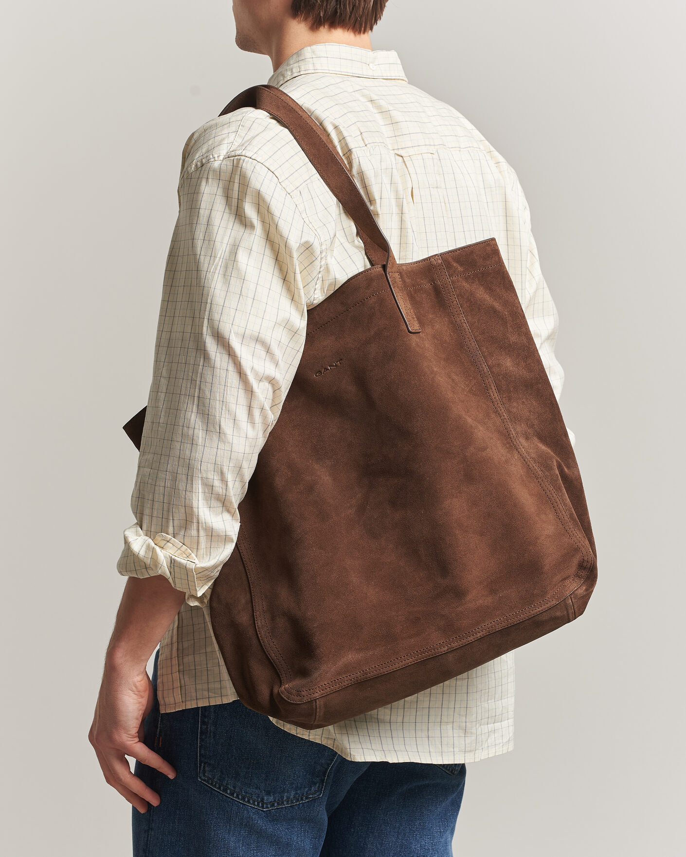 Uomini | Borse | Gant | Suede Tote Bag Mahogany Brown