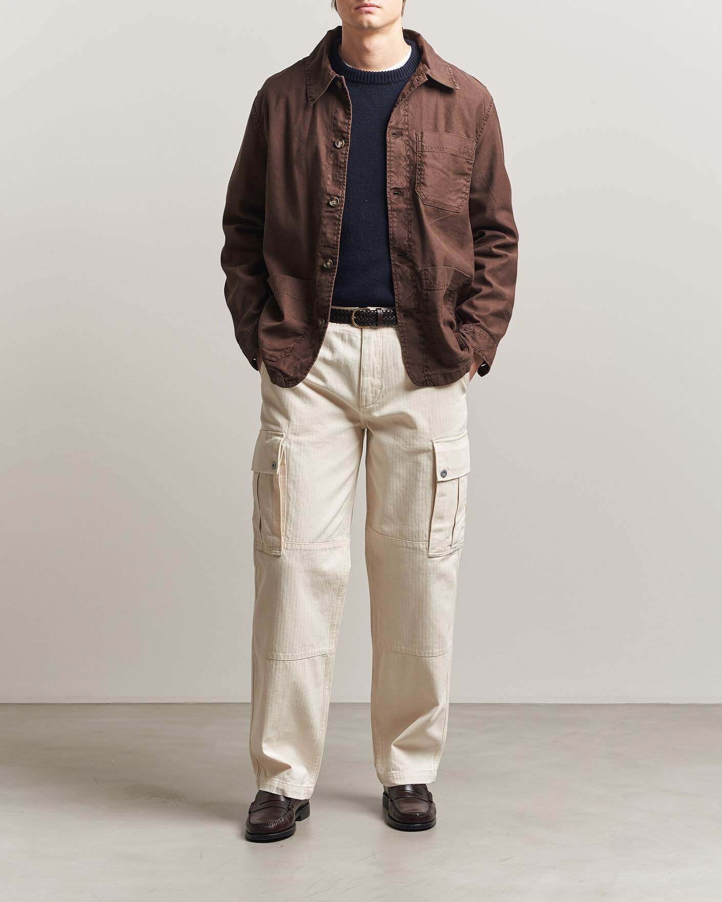 Uomini | Pantaloni | GANT | Relaxed Fit Herringbone Cargo Pants Creamed White
