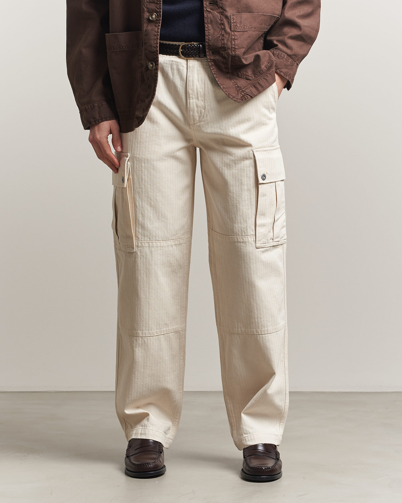Uomini | Pantaloni | Gant | Relaxed Fit Herringbone Cargo Pants Creamed White