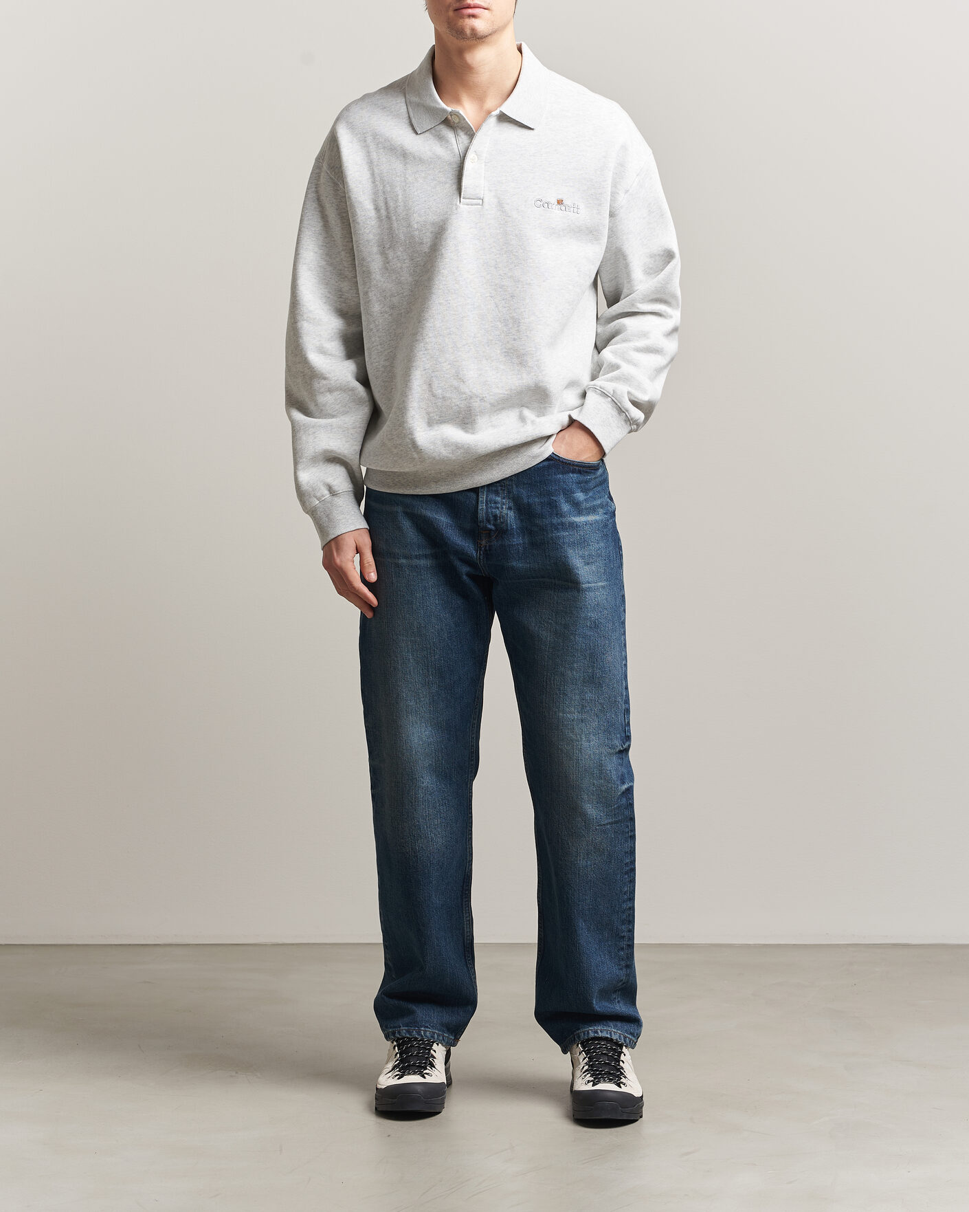 Uomini | Maglieria | Carhartt WIP | WIP Label Polo Sweatshirt Ash Heather
