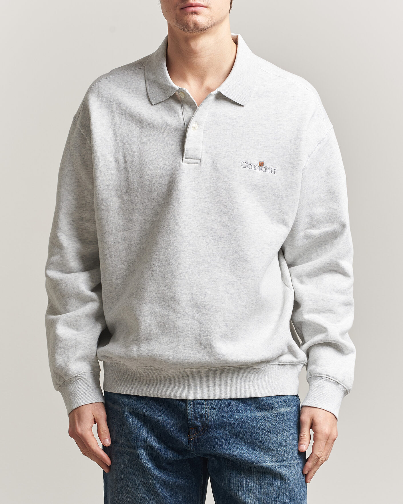 Uomini | Maglieria | Carhartt WIP | WIP Label Polo Sweatshirt Ash Heather