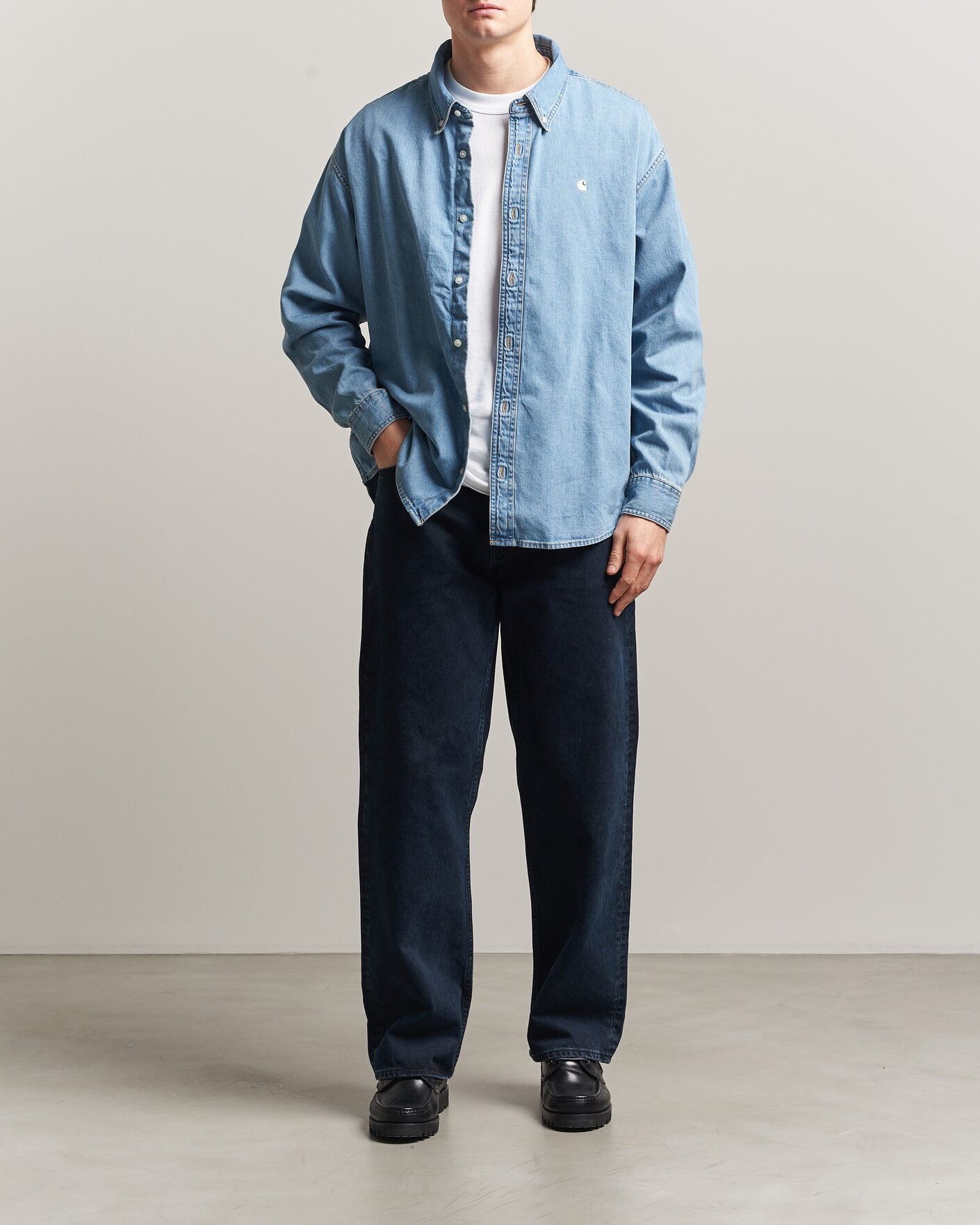 Uomini | Camicie | Carhartt WIP | Lucas Denim Shirt Blue Bleached