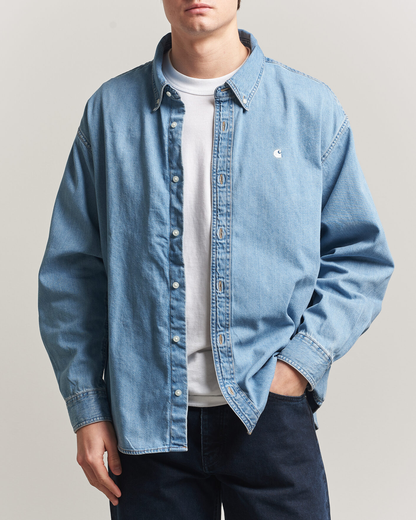 Uomini | Camicie | Carhartt WIP | Lucas Denim Shirt Blue Bleached