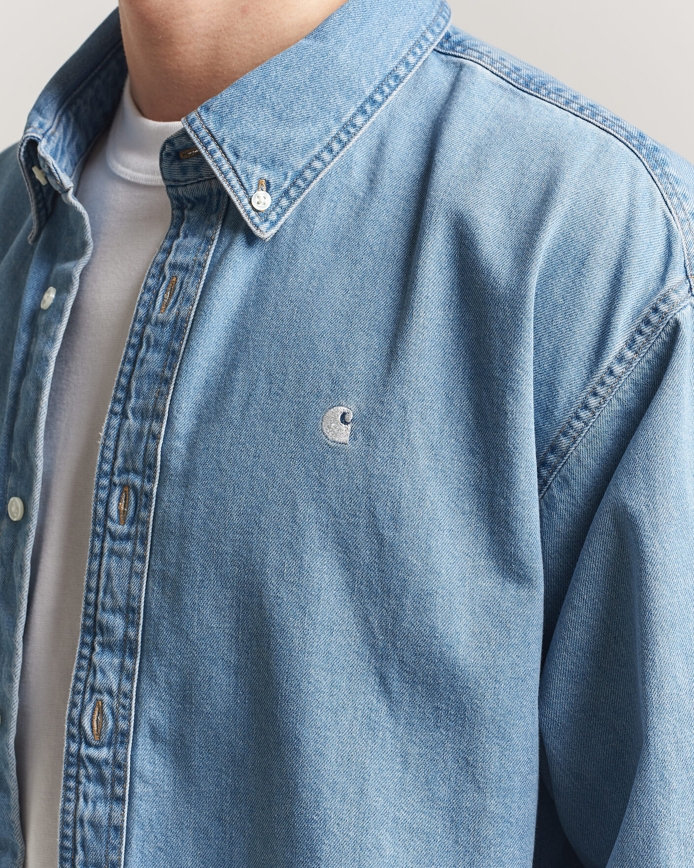 Uomini | Camicie | Carhartt WIP | Lucas Denim Shirt Blue Bleached