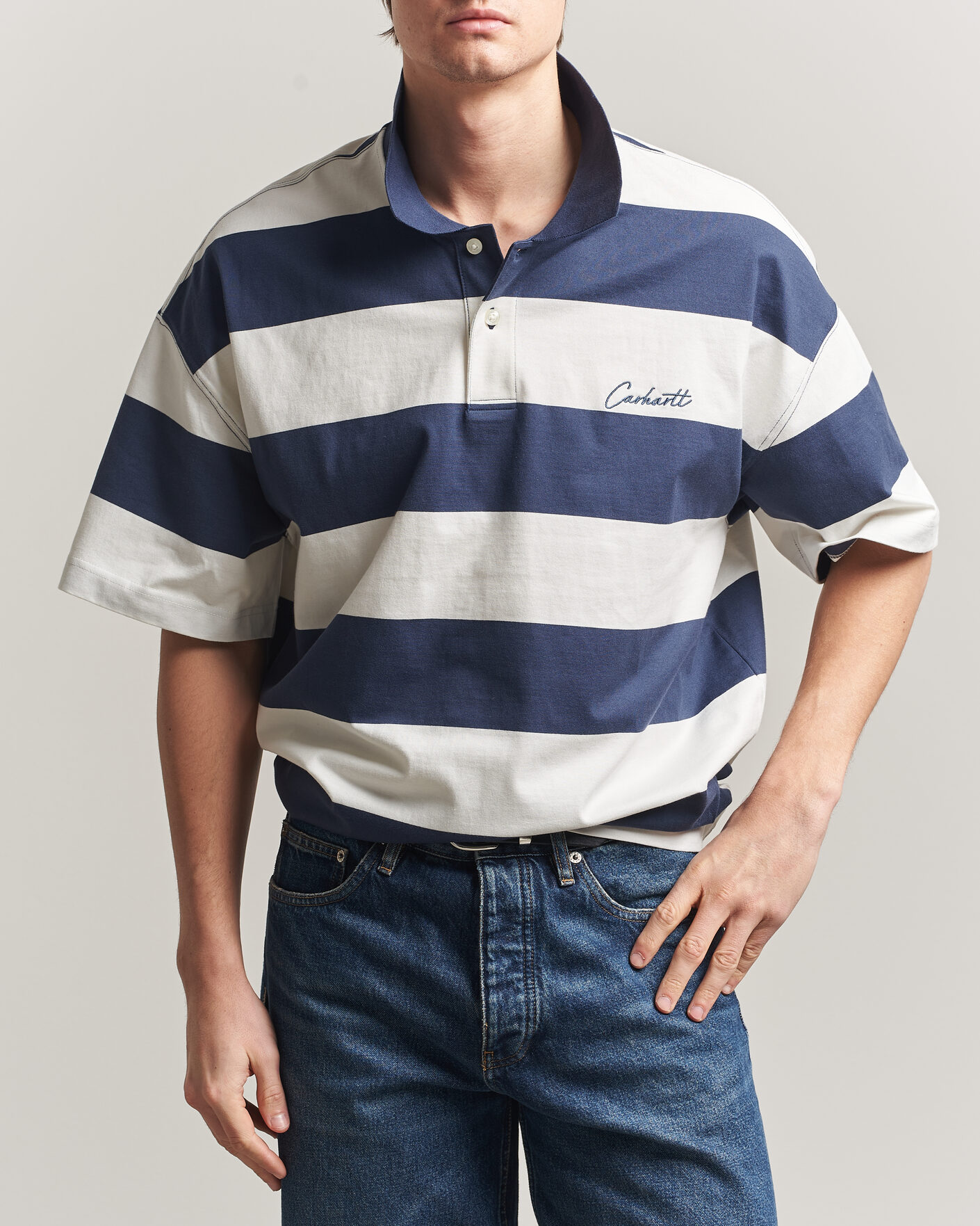 Uomini | Polo | Carhartt WIP | Delrey Polo Blue Stripe