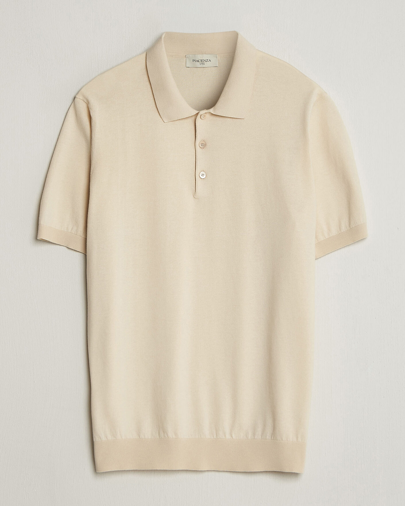 Uomini | Polo | Piacenza Cashmere | Short Sleeve Knitted Polo Off White
