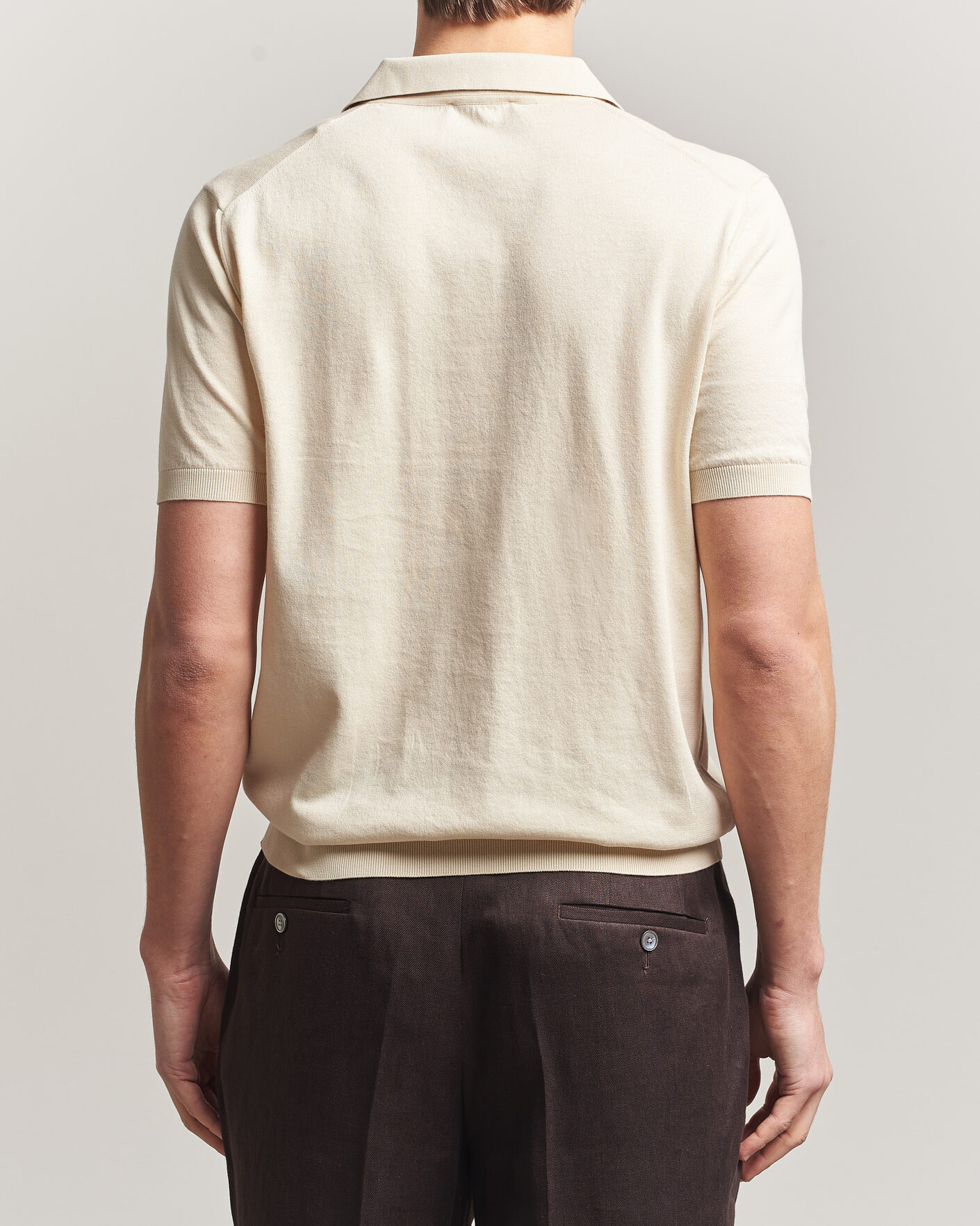 Uomini | Polo | Piacenza Cashmere | Short Sleeve Knitted Polo Off White