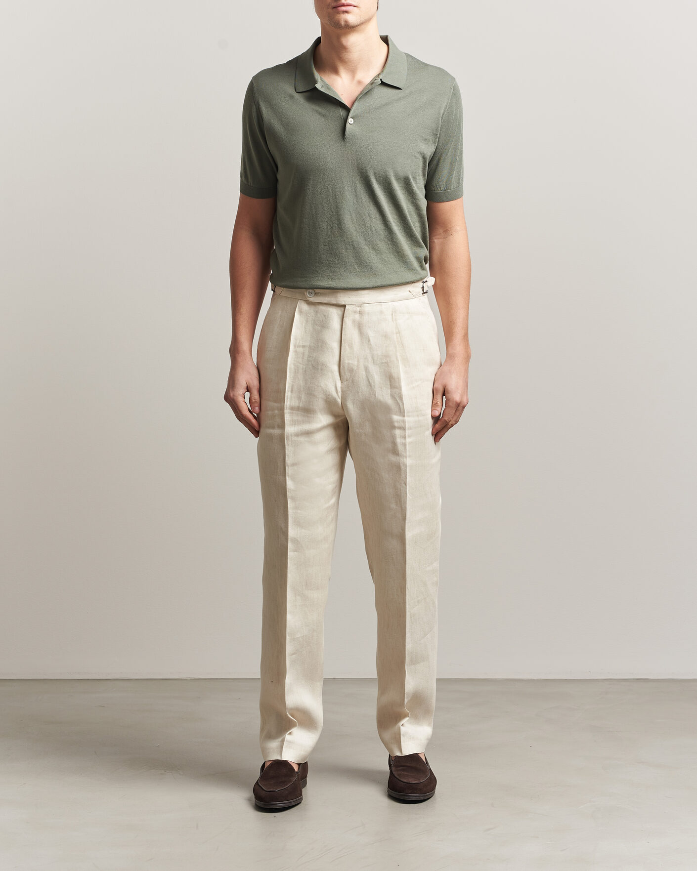 Uomini | Polo | Piacenza Cashmere | Short Sleeve Knitted Polo Sage