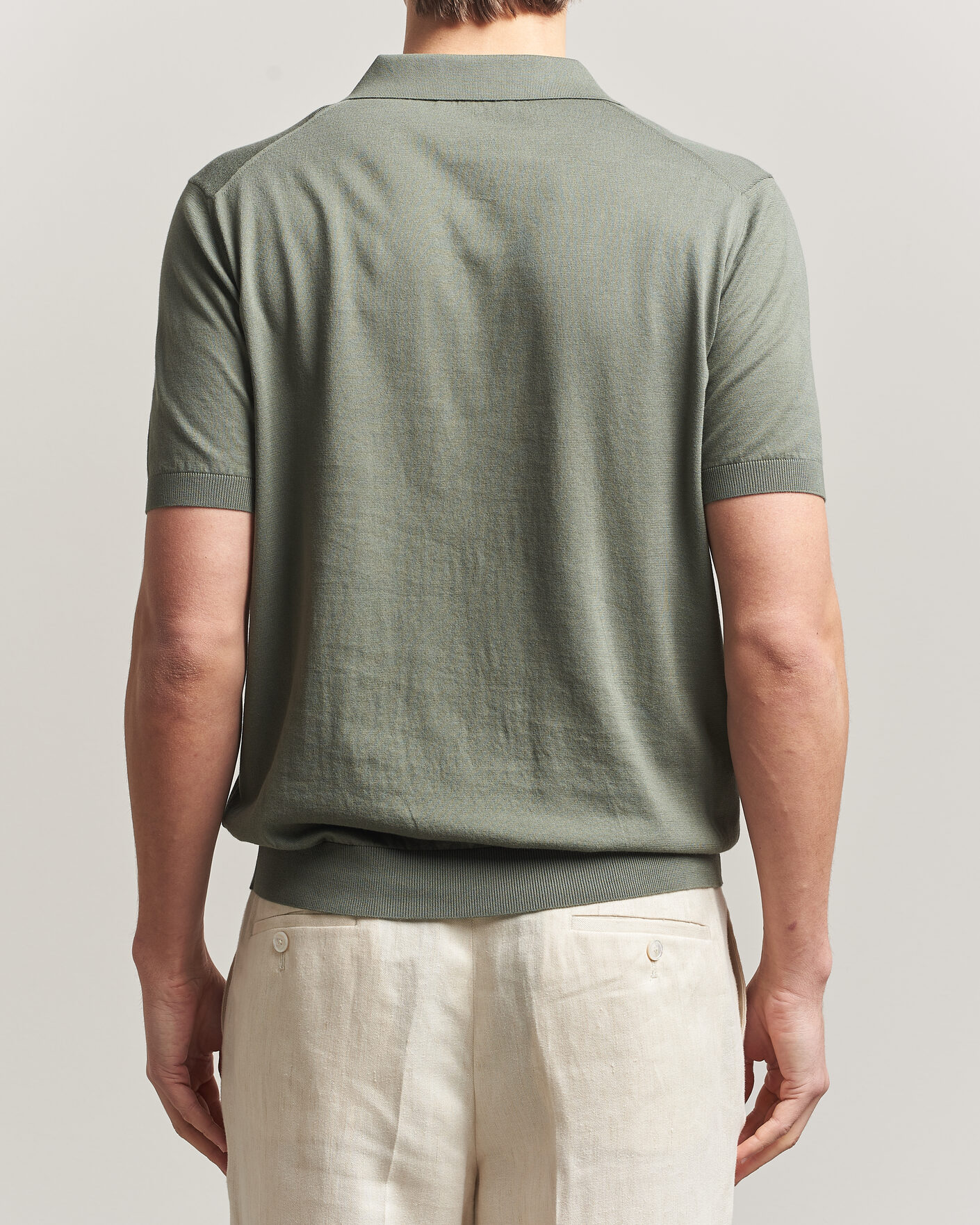 Uomini | Polo | Piacenza Cashmere | Short Sleeve Knitted Polo Sage
