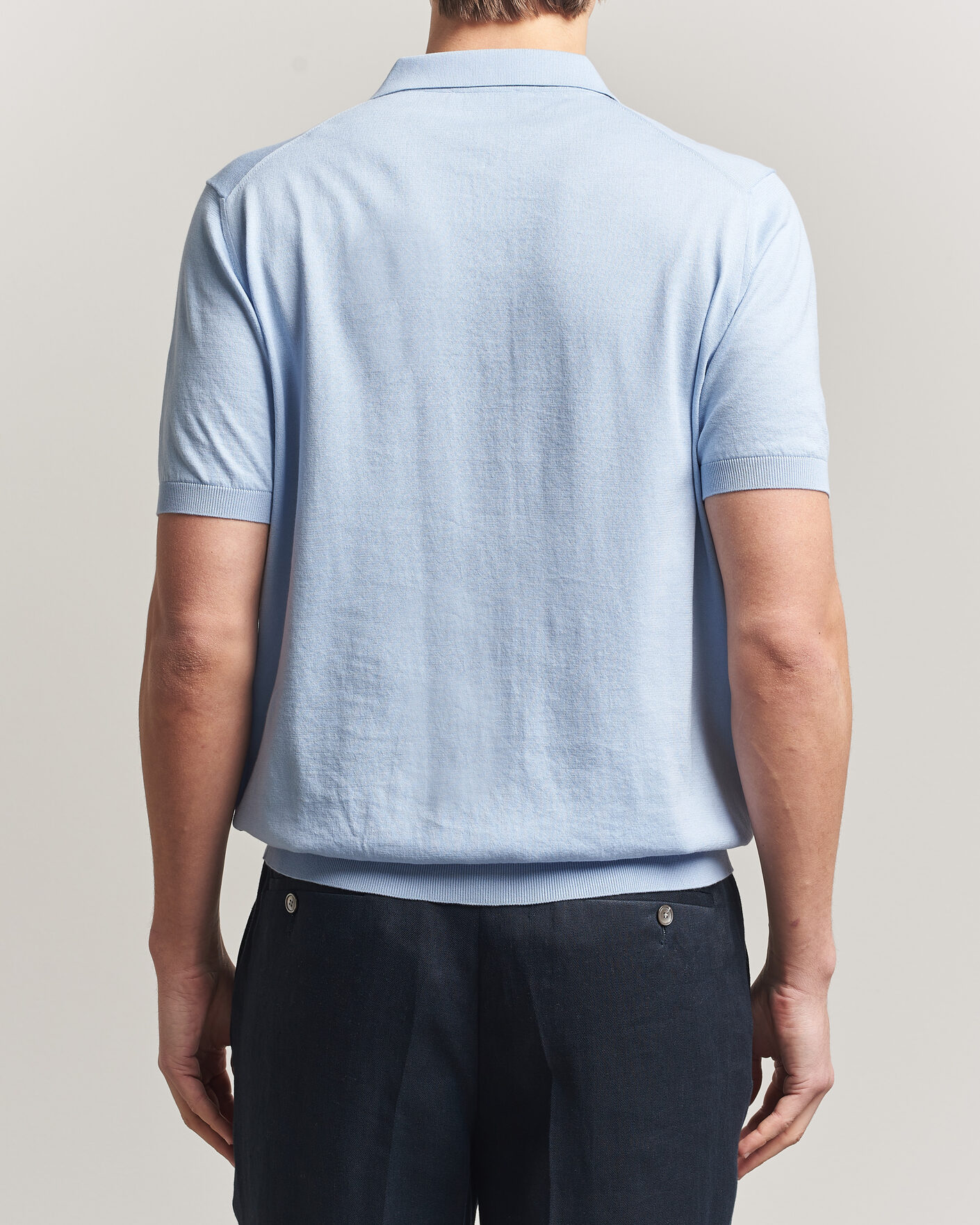 Uomini | Polo | Piacenza Cashmere | Short Sleeve Knitted Polo Light Blue